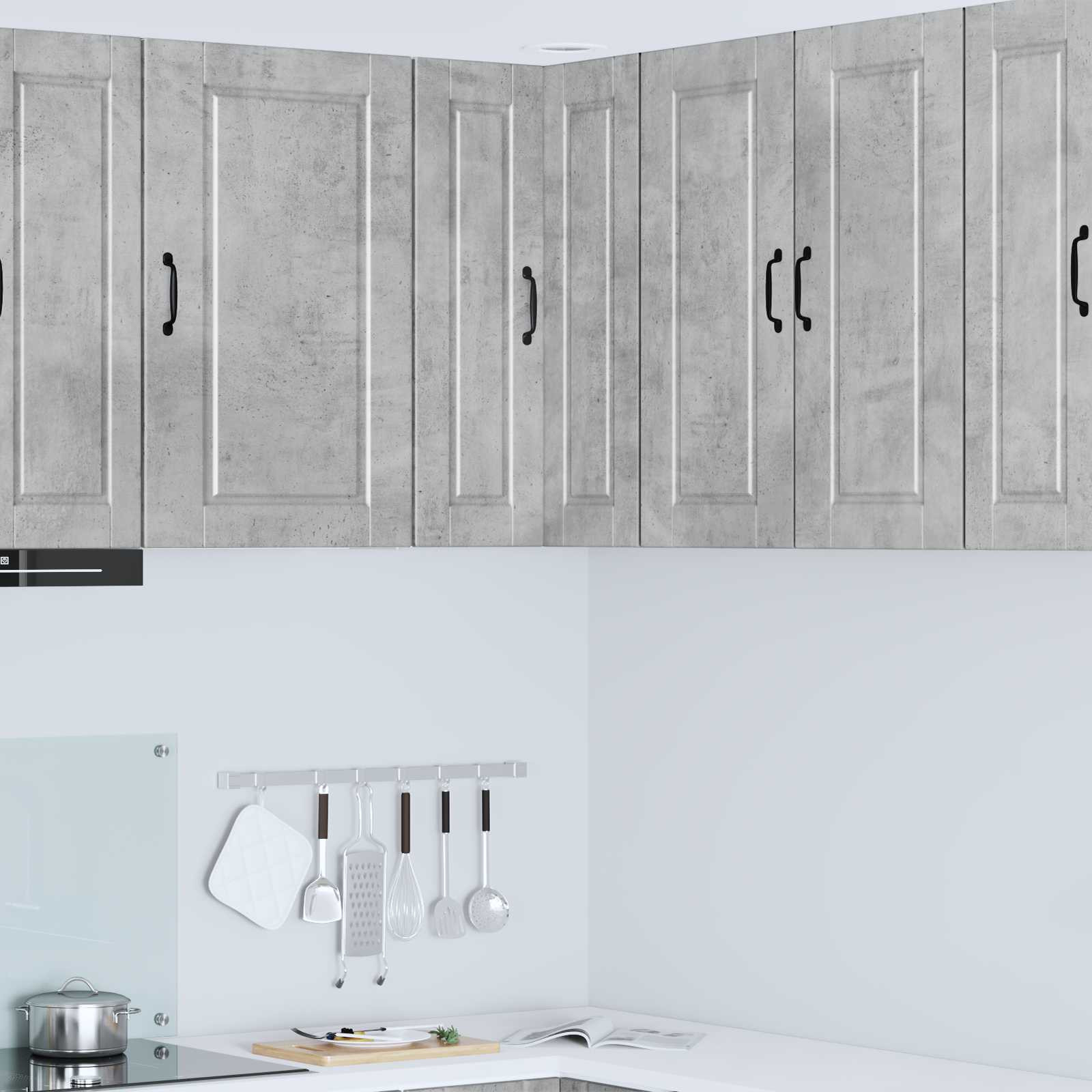 vidaXL Wand-Eckschrank PORTO Beton Grau 57 x 57 x 80 cm Holzwerkstoff