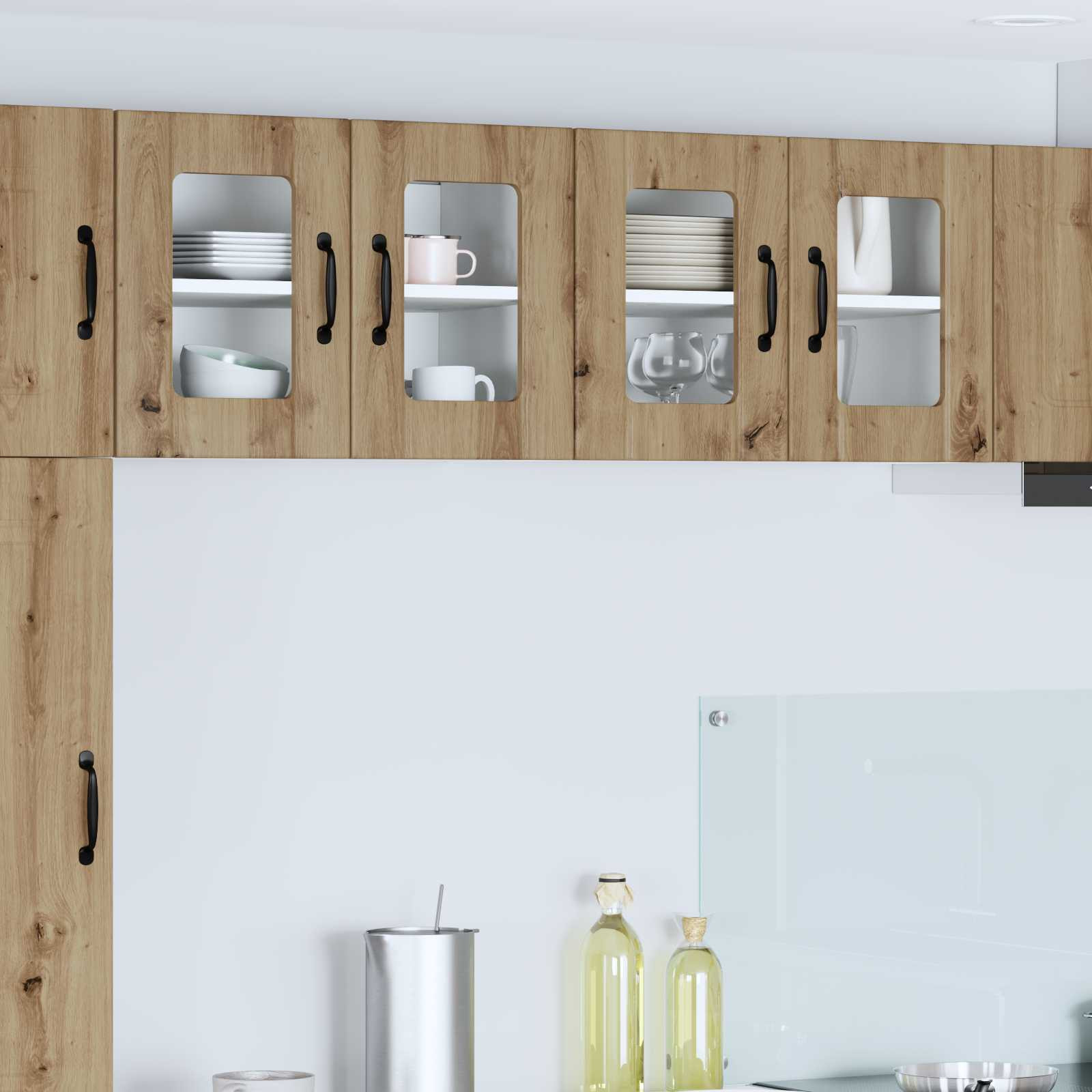 vidaXL Wandglas-Schrank LUCCA 2 pcs Artisan-Eiche Holzwerkstoff