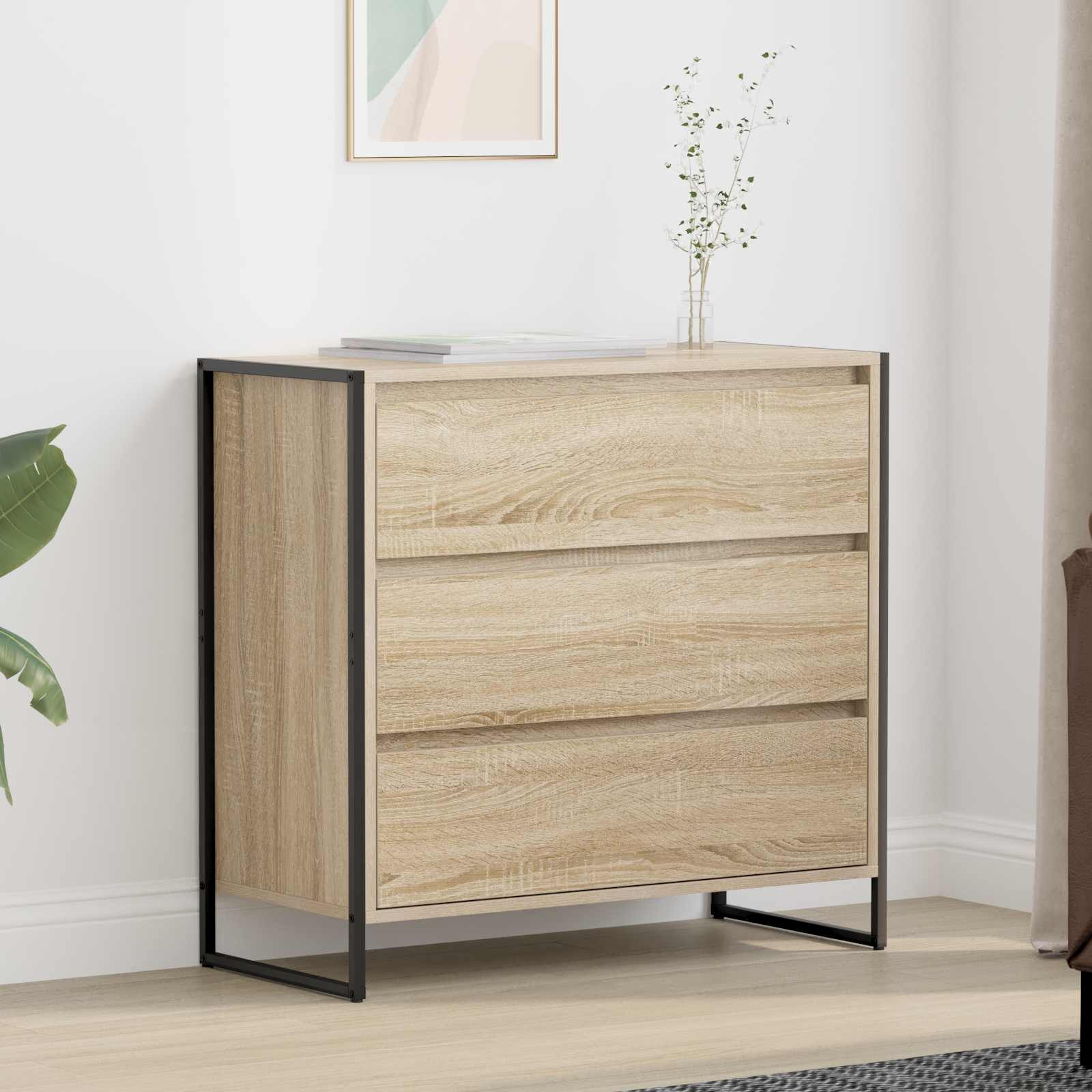 vidaXL Sideboard mit Schubladen Sonoma 79 x 36 x 75.5 cm Holzwerkstoff