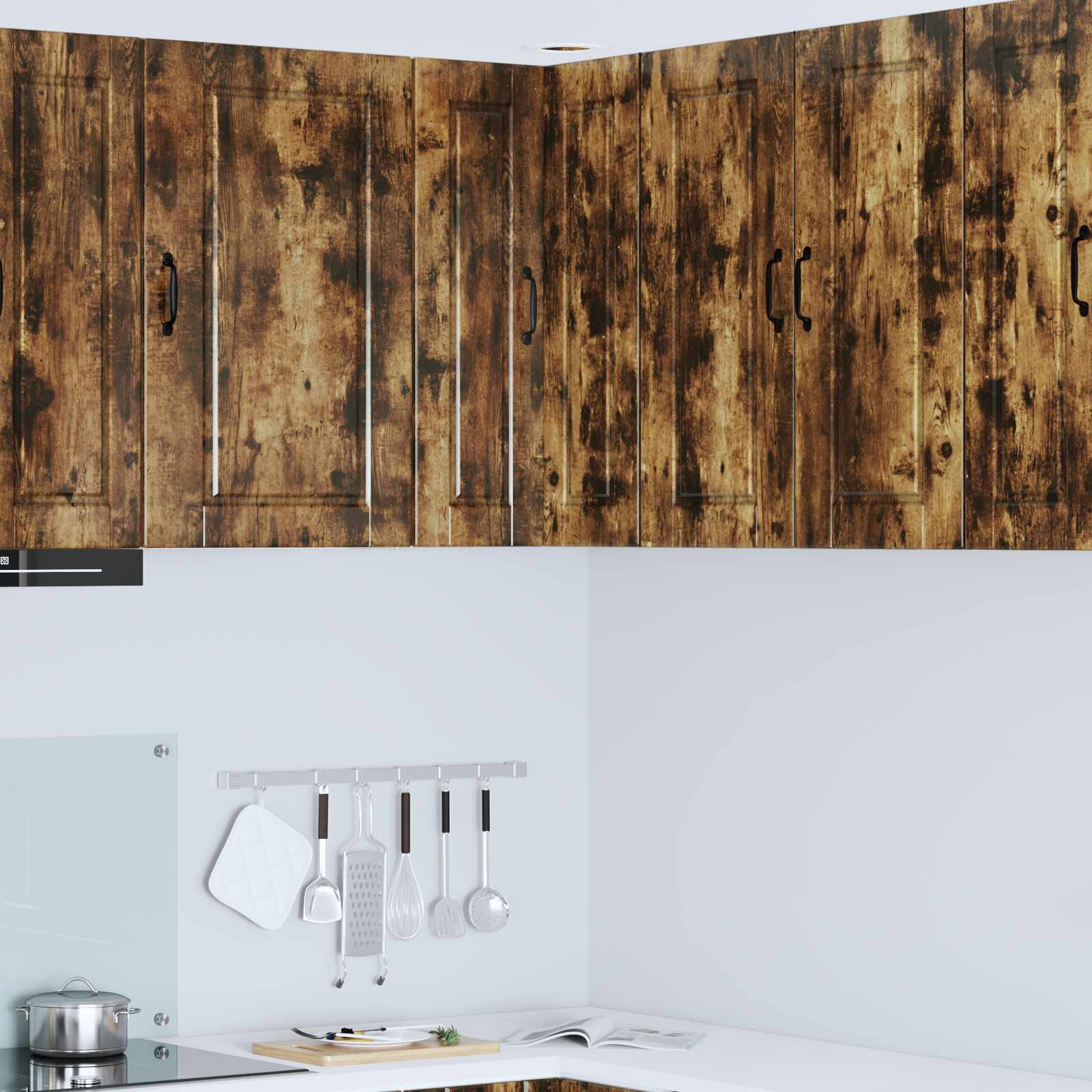 vidaXL Wand-Eckschrank PORTO Geräucherte Eiche 57 x 57 x 80 cm