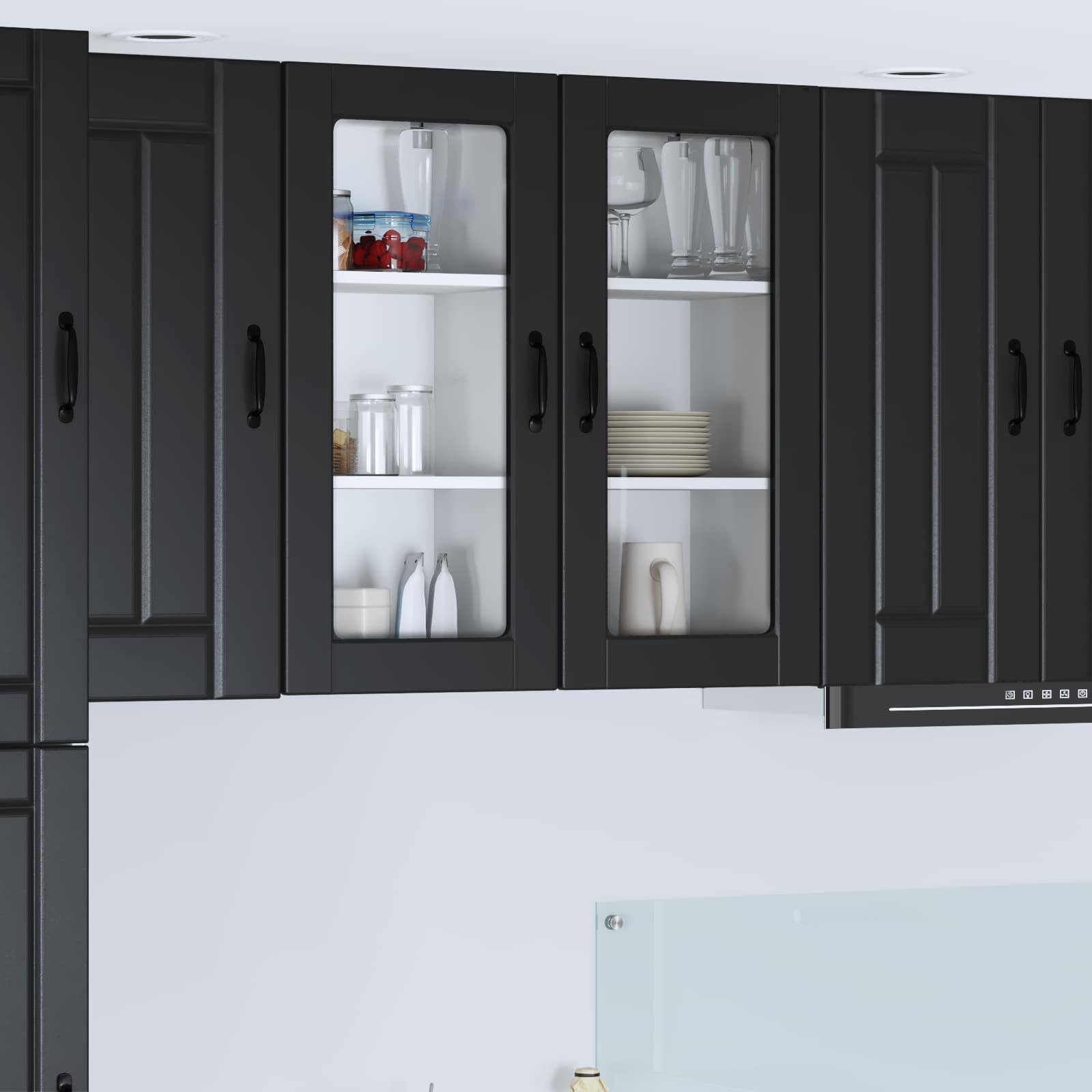vidaXL Wandglas-Schrank LUCCA 2 pcs Schwarz 40 x 31 x 80 cm