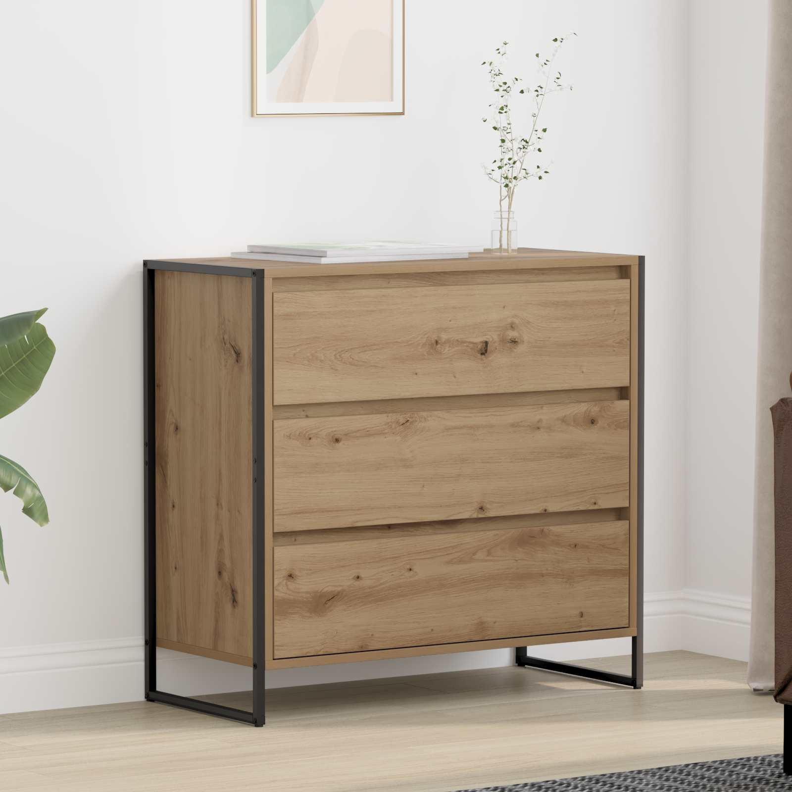 vidaXL Sideboard Kunsthandwerk Eiche 79 x 36 x 75.5 cm Holzwerkstoff