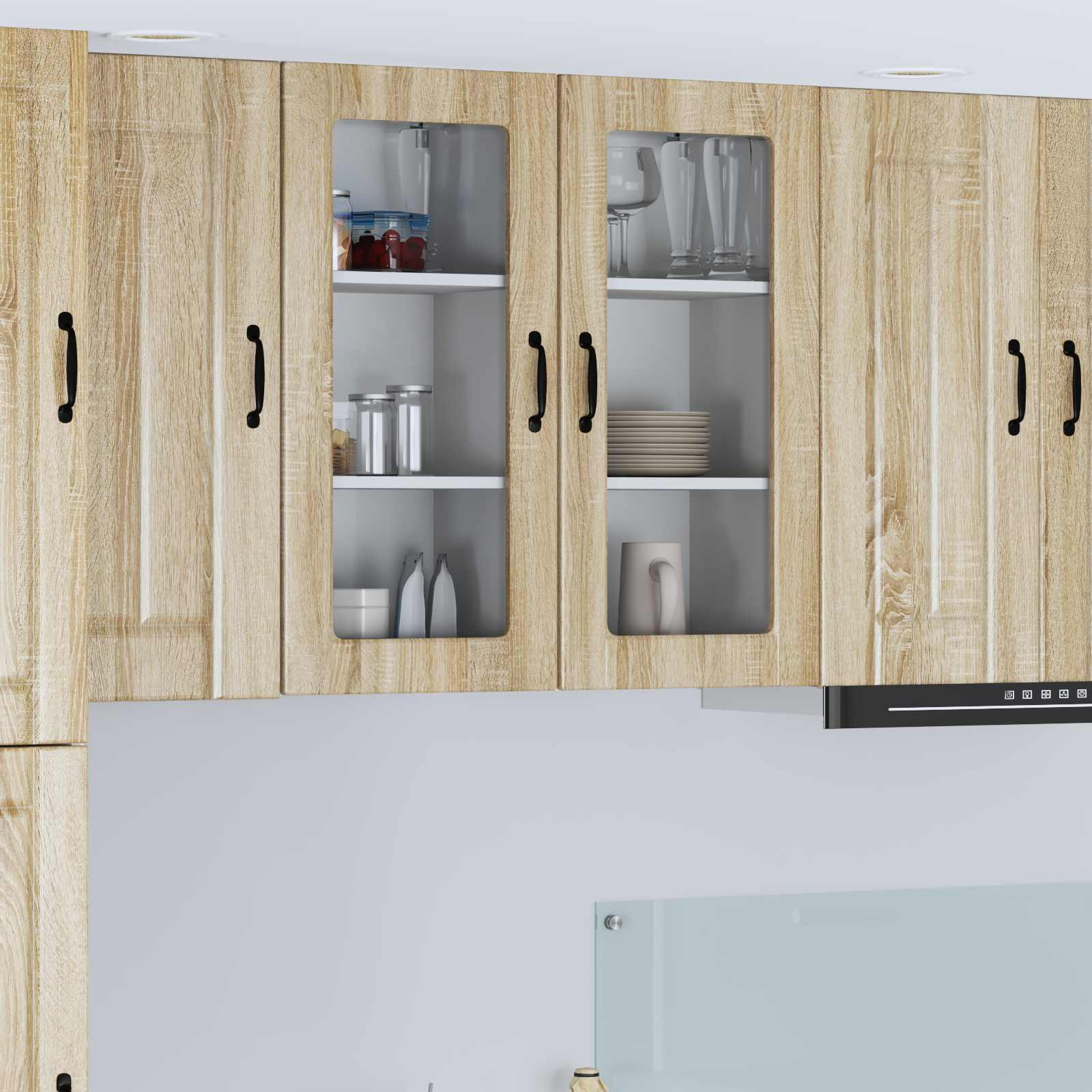 vidaXL Wandglas-Schrank LUCCA Sonoma-Eiche 40 x 31 x 80 cm
