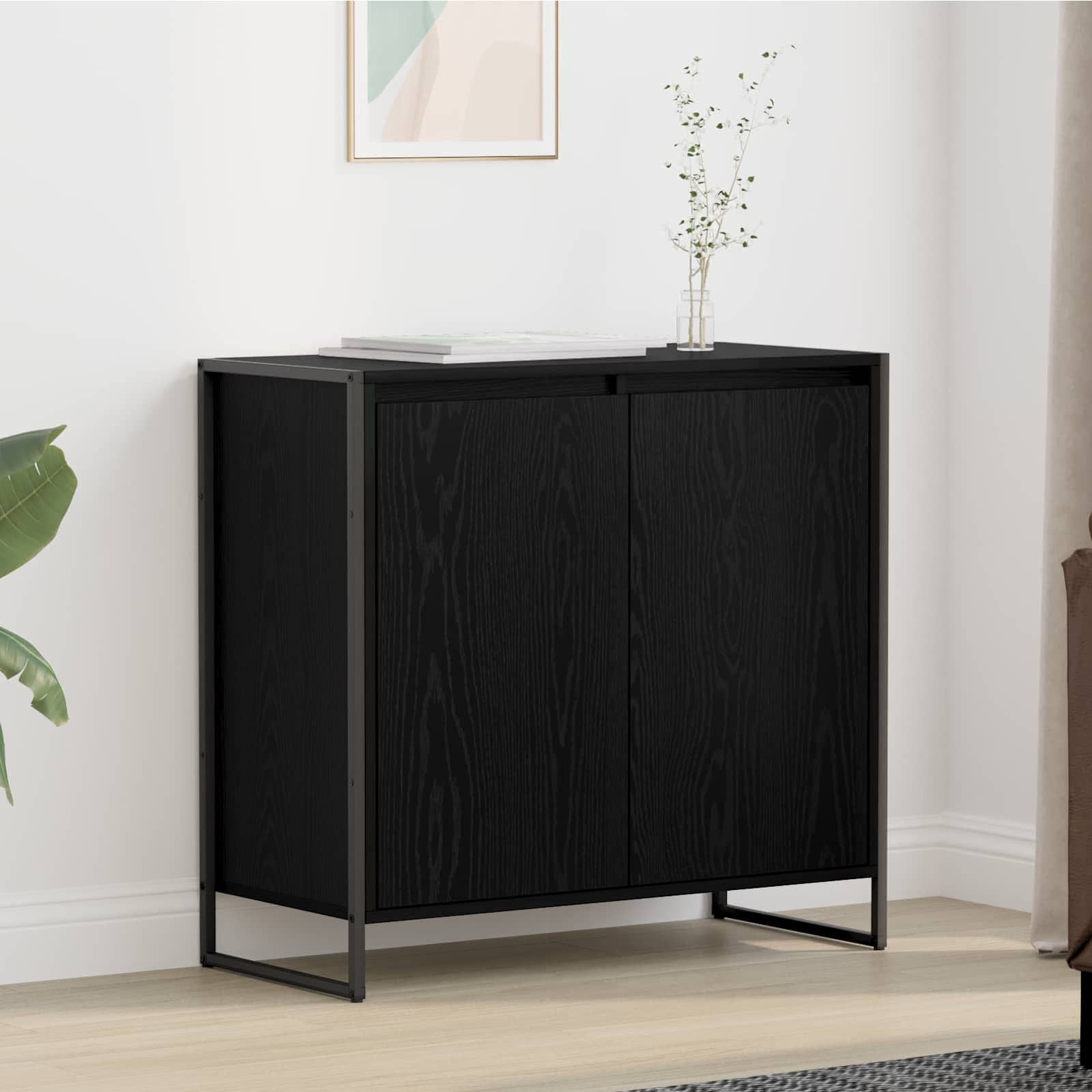 vidaXL Seitenschrank Schwarz Eichen-Optik 79 x 36 x 75 cm