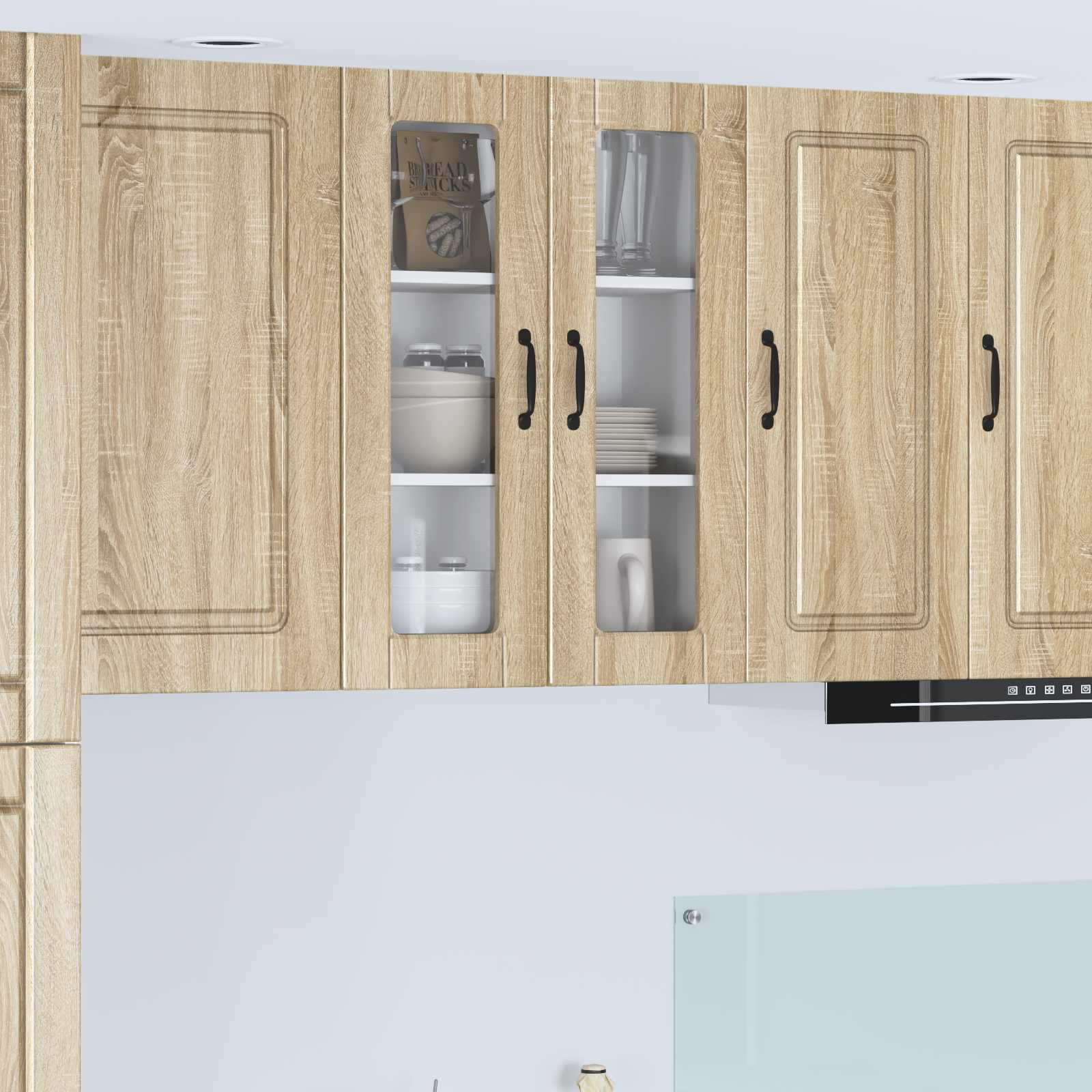 vidaXL Wandglas-Schrank PORTO Sonoma-Eiche 60 x 31 x 80 cm