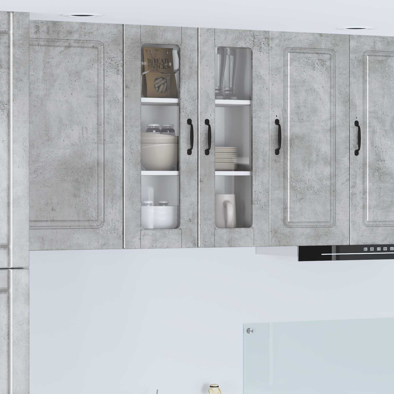 vidaXL Wandglas-Schrank PORTO Beton Grau 60 x 31 x 80 cm Holzwerkstoff