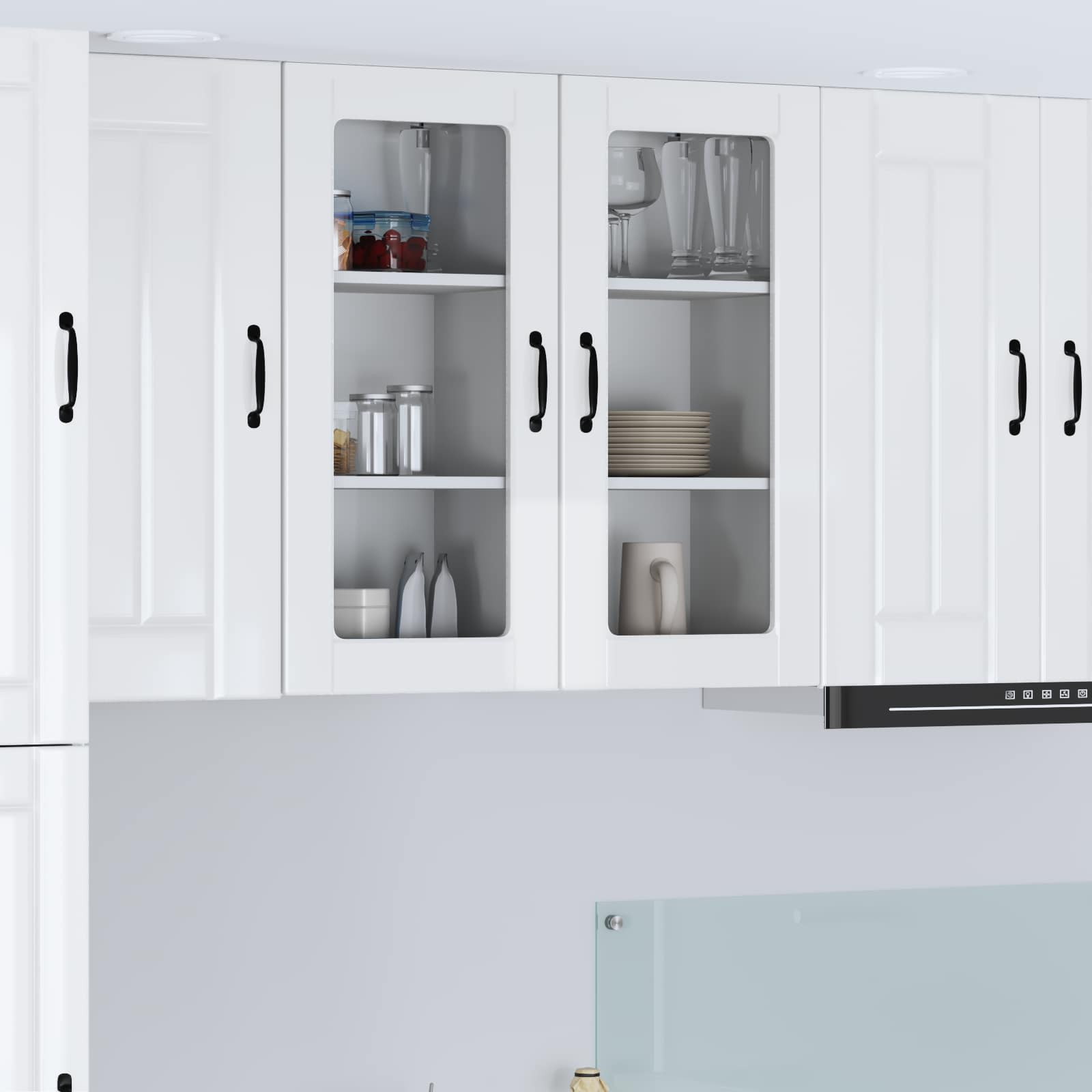 vidaXL Wandglas-Schrank LUCCA 2 pcs Hochglanz Weiß 40 x 31 x 80 cm