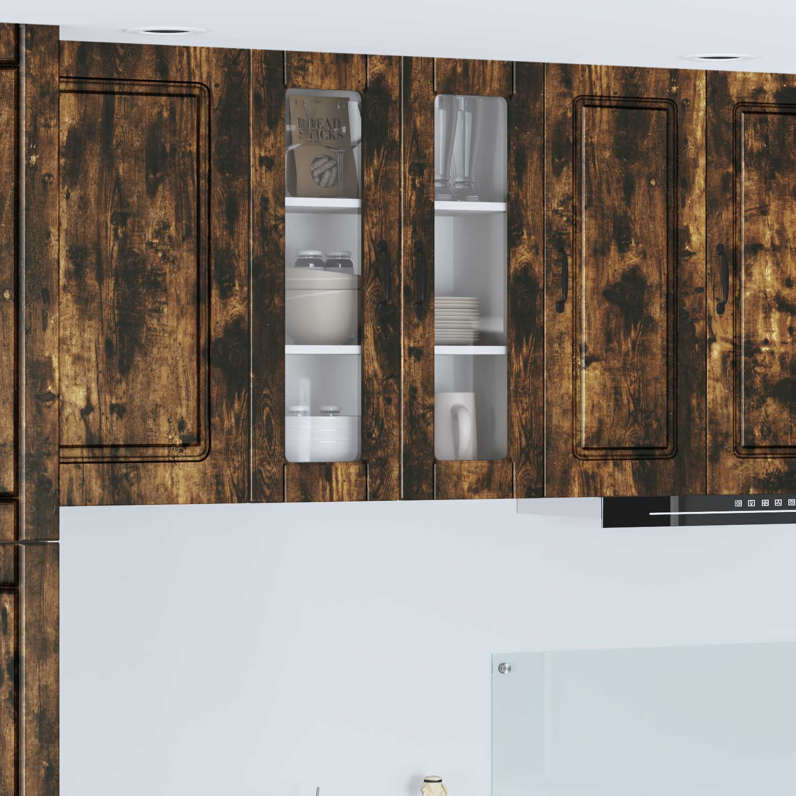 vidaXL Wandglas-Schrank PORTO Geräucherte Eiche 60 x 31 x 80 cm