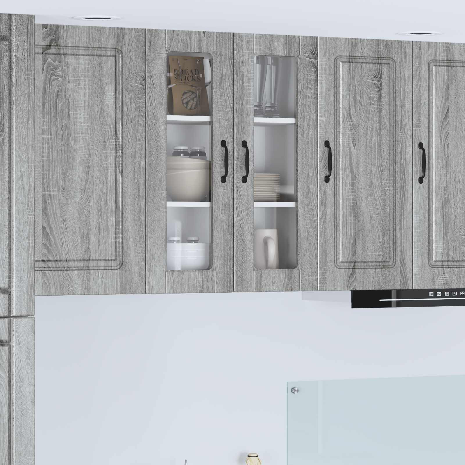 vidaXL Wandglas-Schrank PORTO Graues Sonoma 60 x 31 x 80 cm