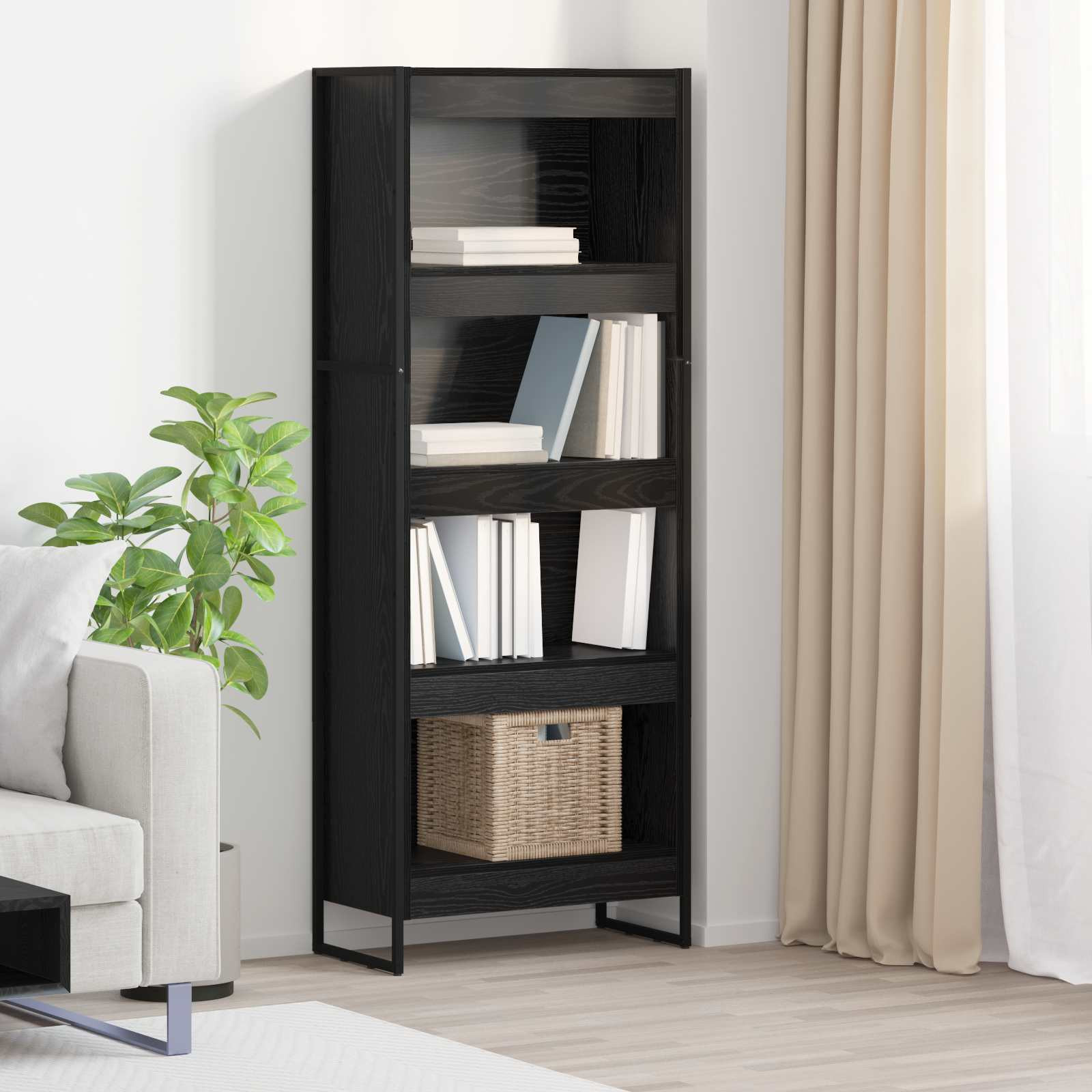 vidaXL Bücherregal Schwarz Eichen-Optik 60 x 30 x 155 cm Holzwerkstoff