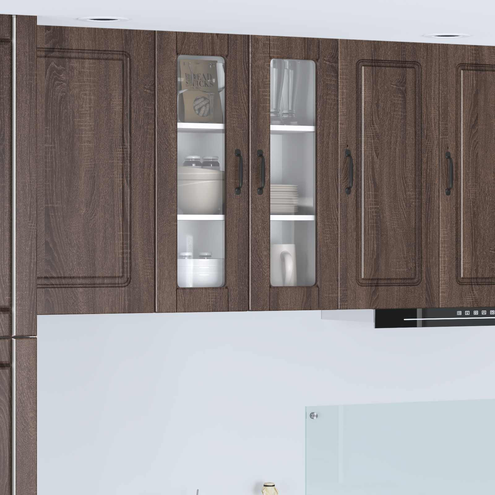 vidaXL Wandglas-Schrank PORTO Braun Eichen-Optik 60 x 31 x 80 cm