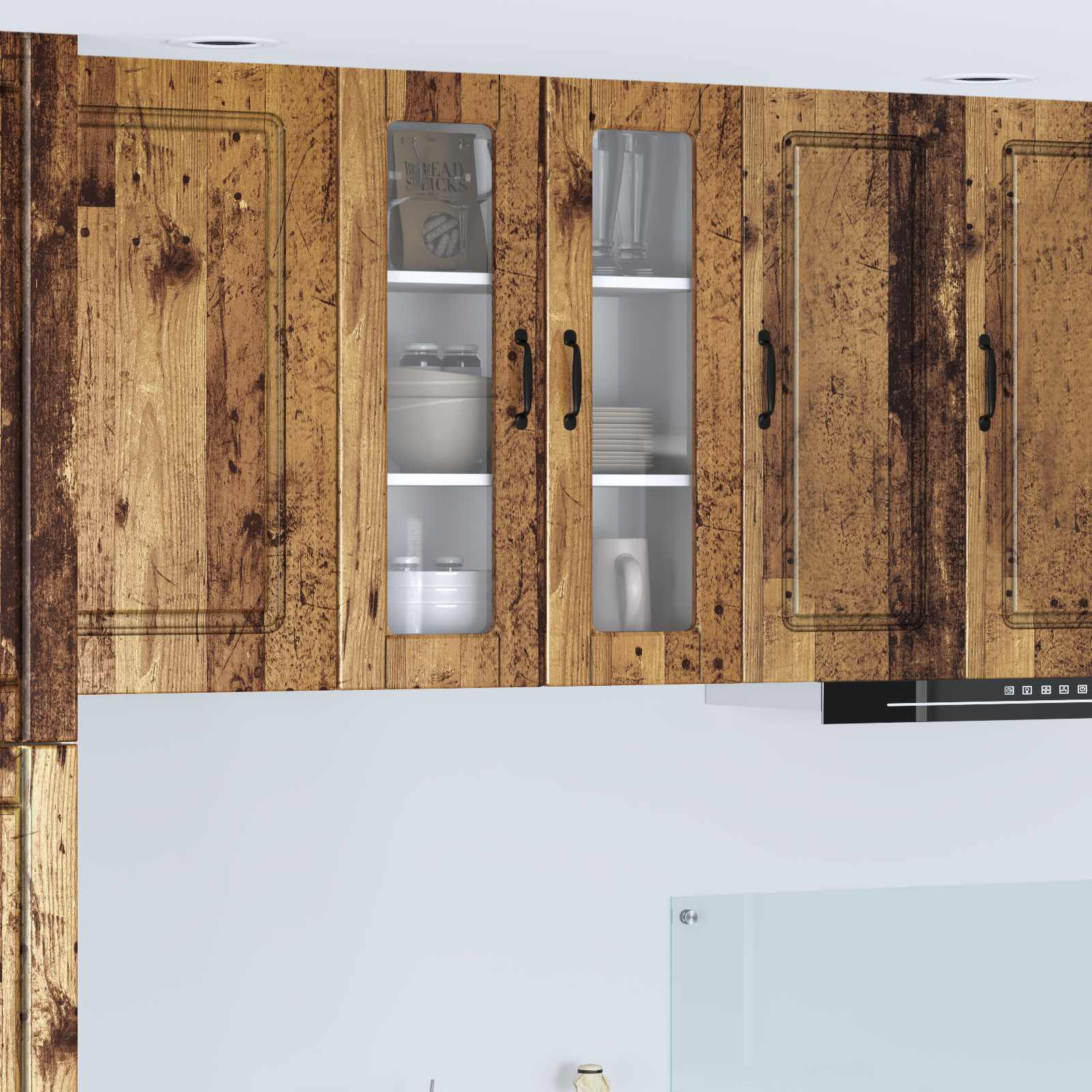 vidaXL Wandglas-Schrank PORTO Altholz 60 x 31 x 80 cm Holzwerkstoff