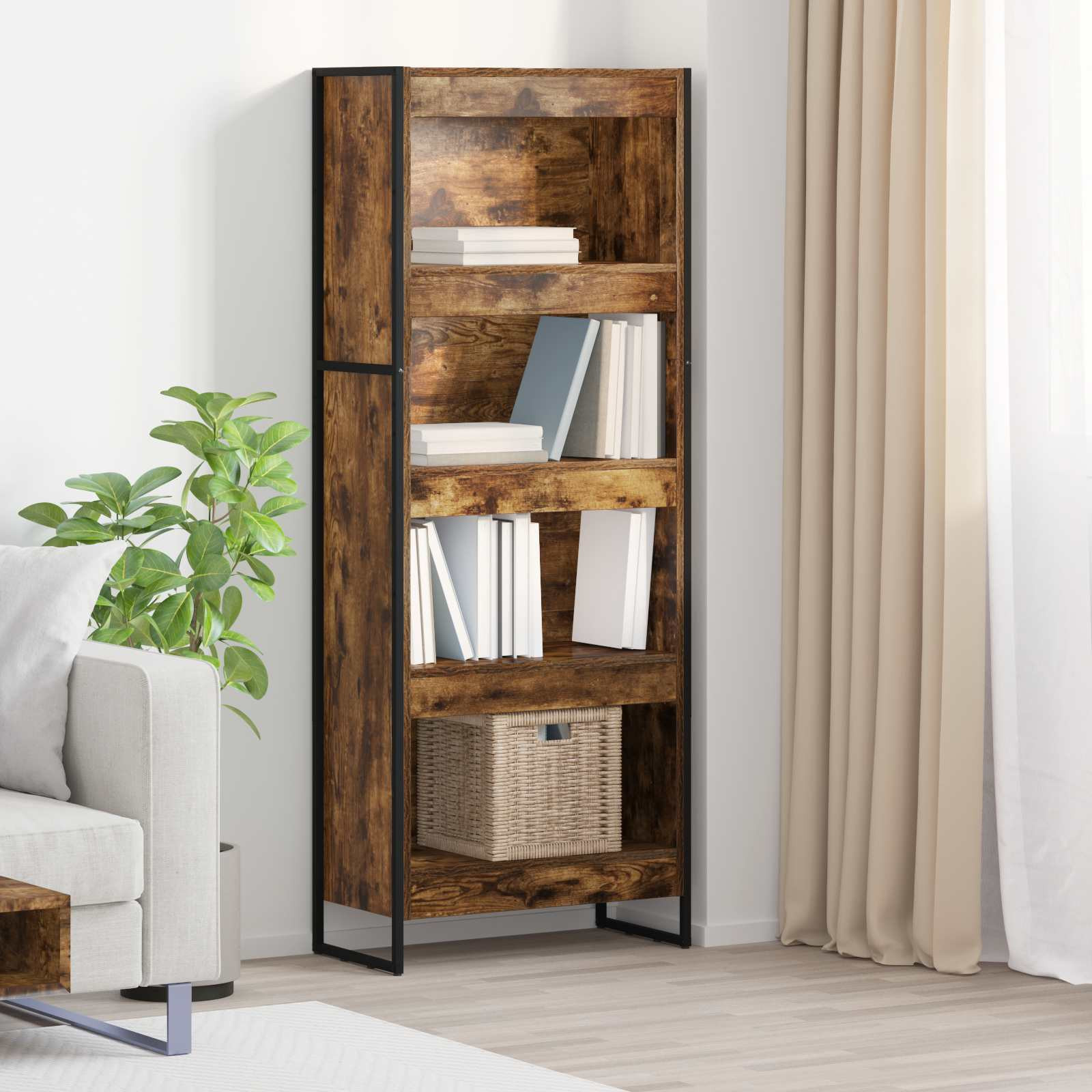 vidaXL Bücherregal Raucharbe 60 x 30 x 155 cm Holzwerkstoff