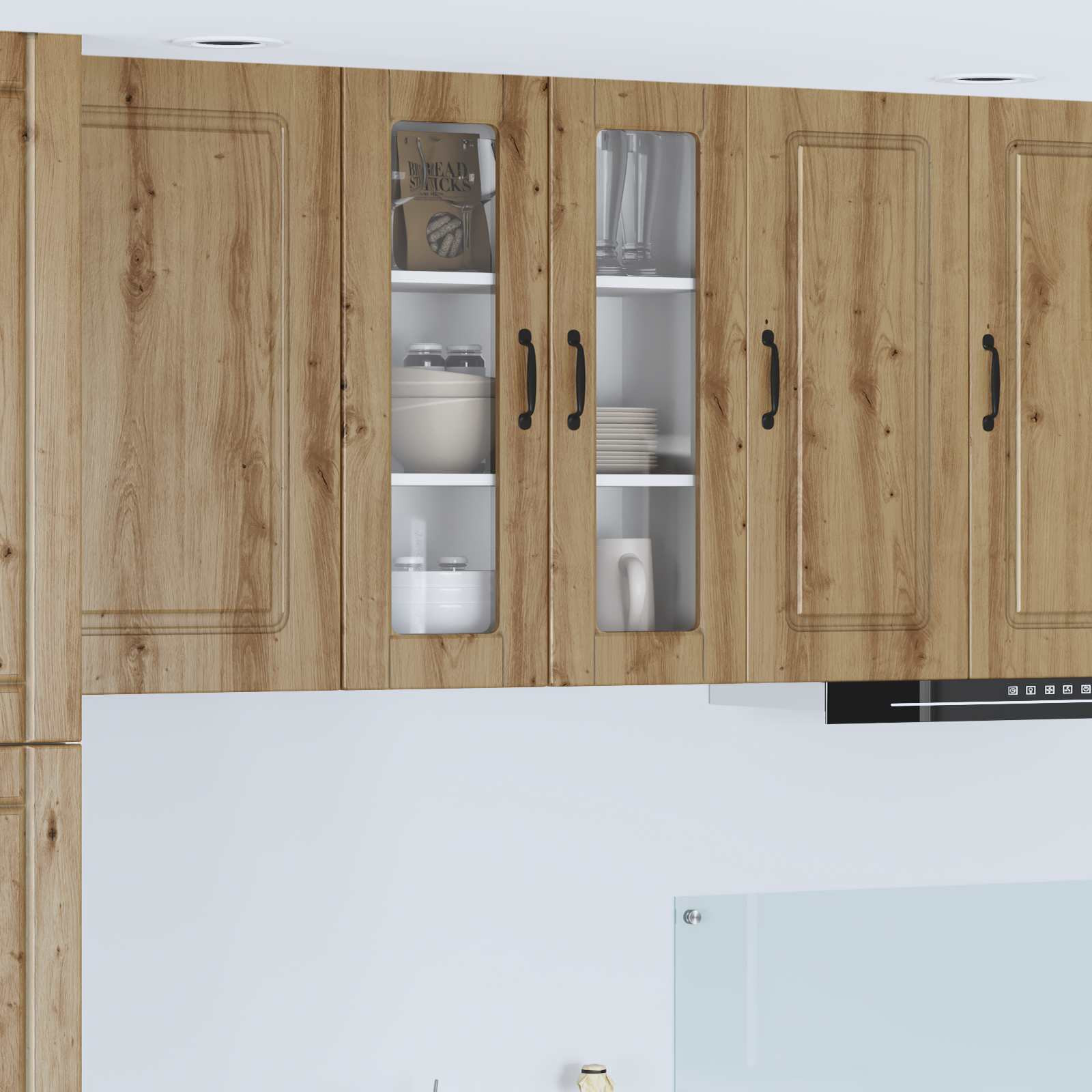 vidaXL Wandglas-Schrank PORTO Artisan-Eiche 60 x 31 x 80 cm