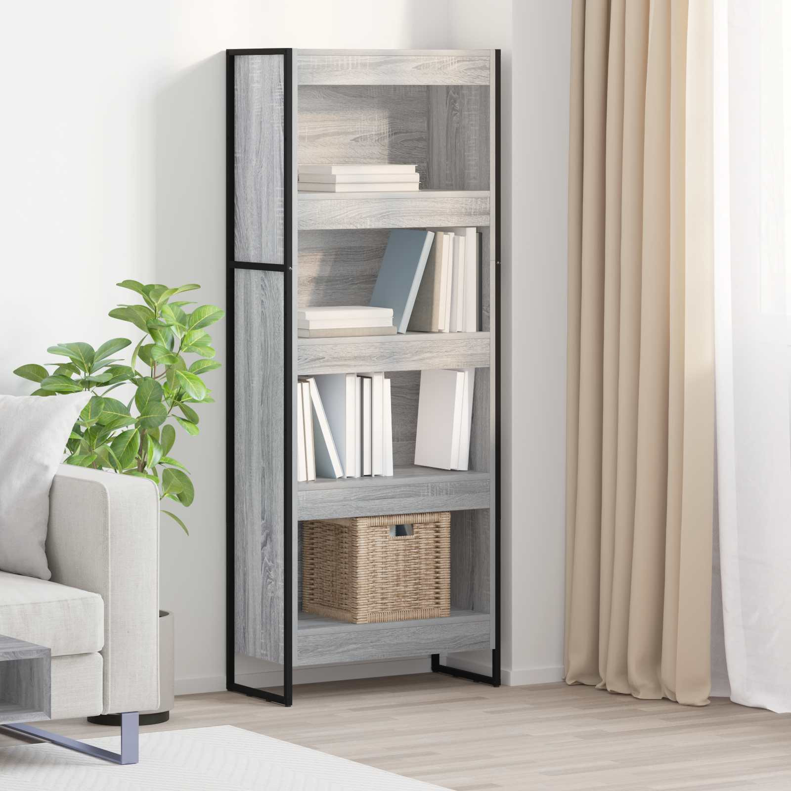 vidaXL Bücherregal Graues Sonoma 60 x 30 x 155 cm Holzwerkstoff