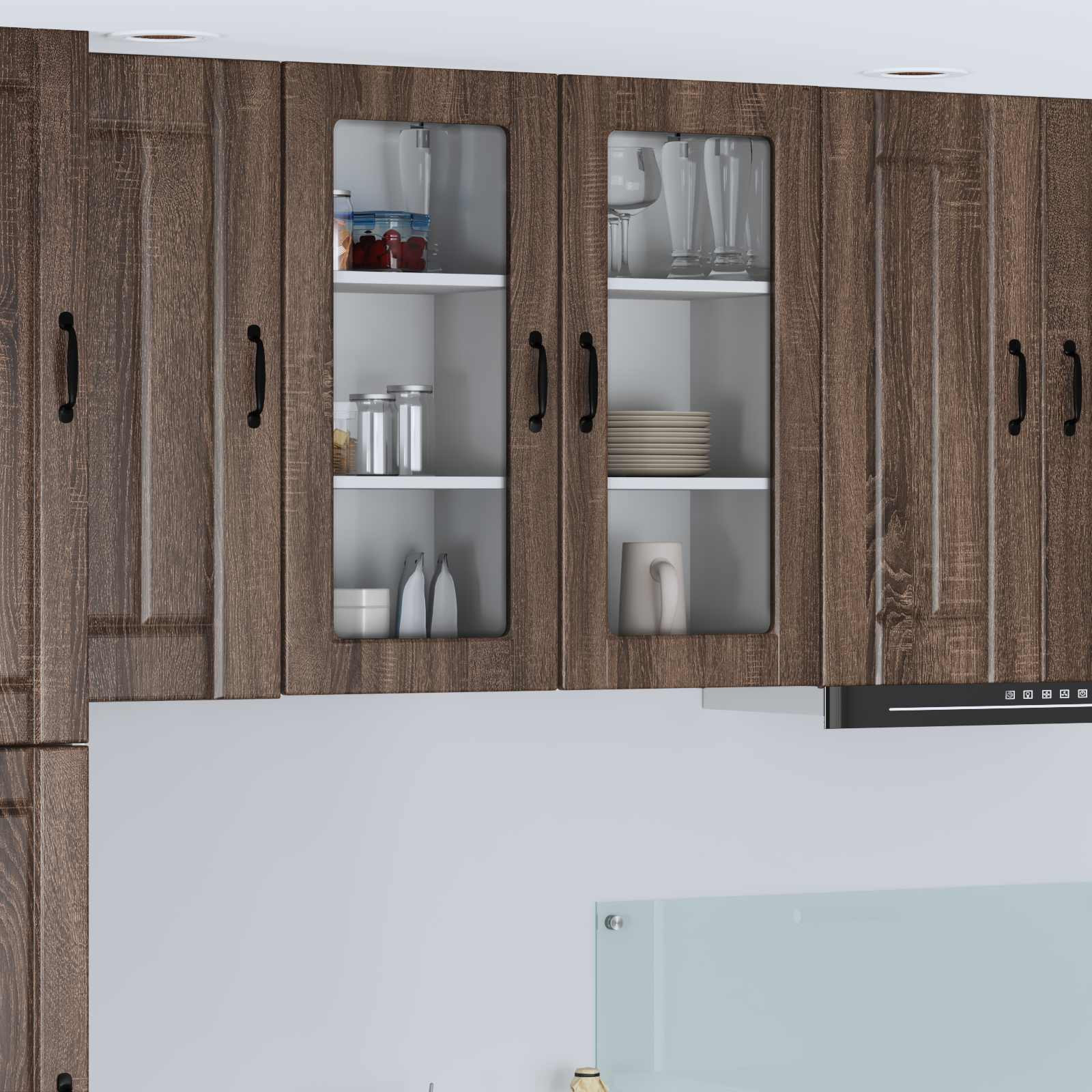 vidaXL Wandglas-Schrank LUCCA 2 pcs Brauneiche 40 x 31 x 80 cm