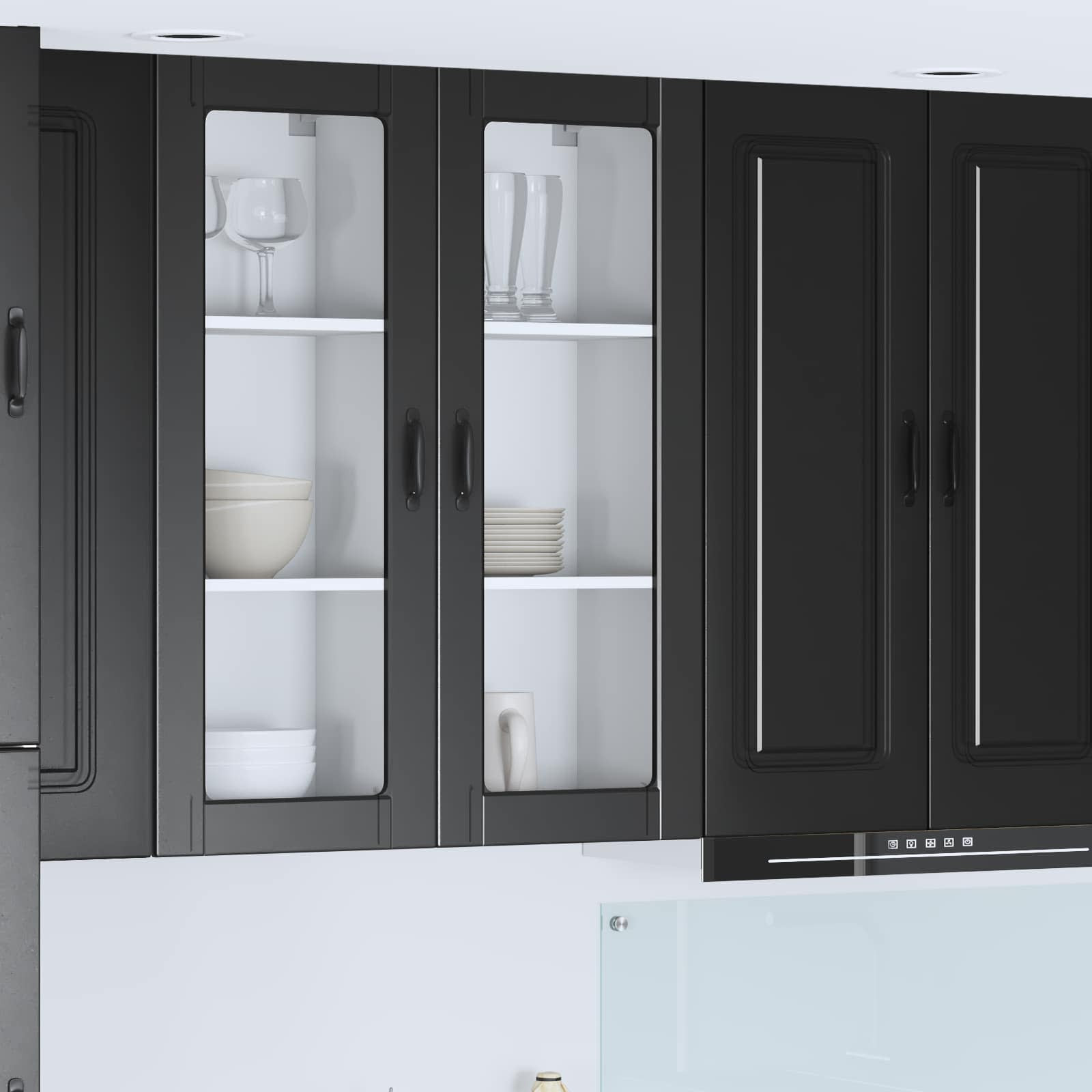 vidaXL Wandglas-Schrank PORTO Schwarz 40 x 31 x 100 cm Holzwerkstoff