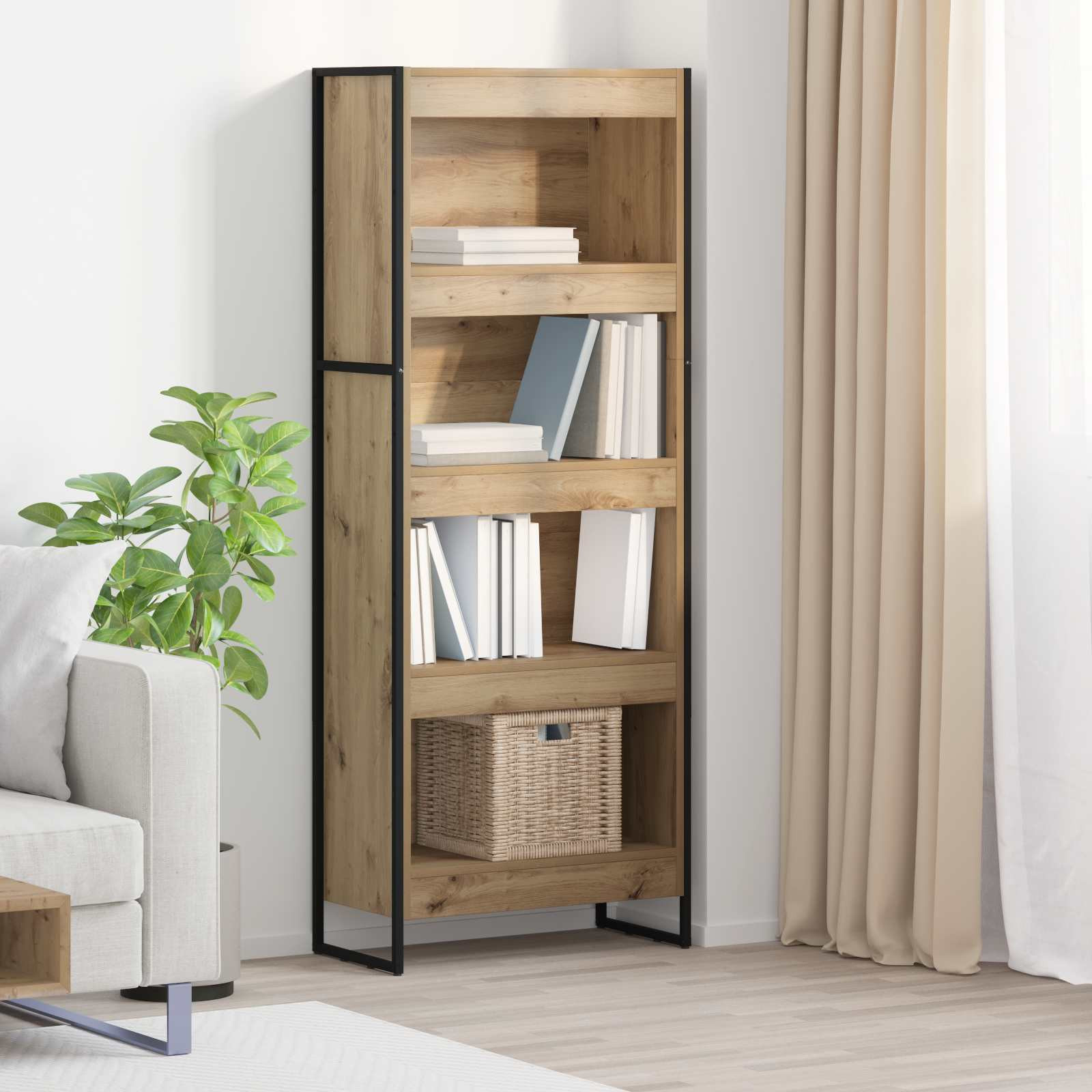 vidaXL Bücherregal 60 x 30 x 155 cm Holzwerkstoff Kunsthandwerk Eiche