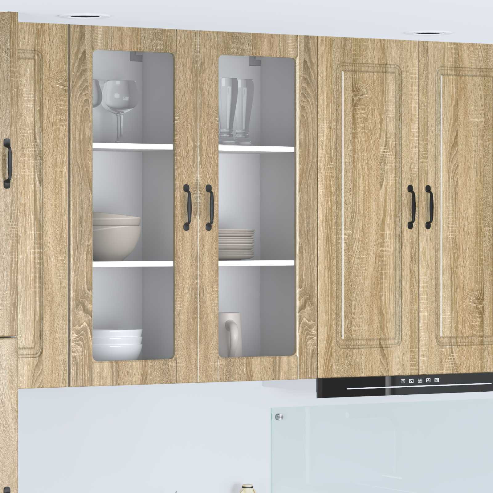 vidaXL Wandglas-Schrank PORTO Sonoma-Eiche 40 x 31 x 100 cm