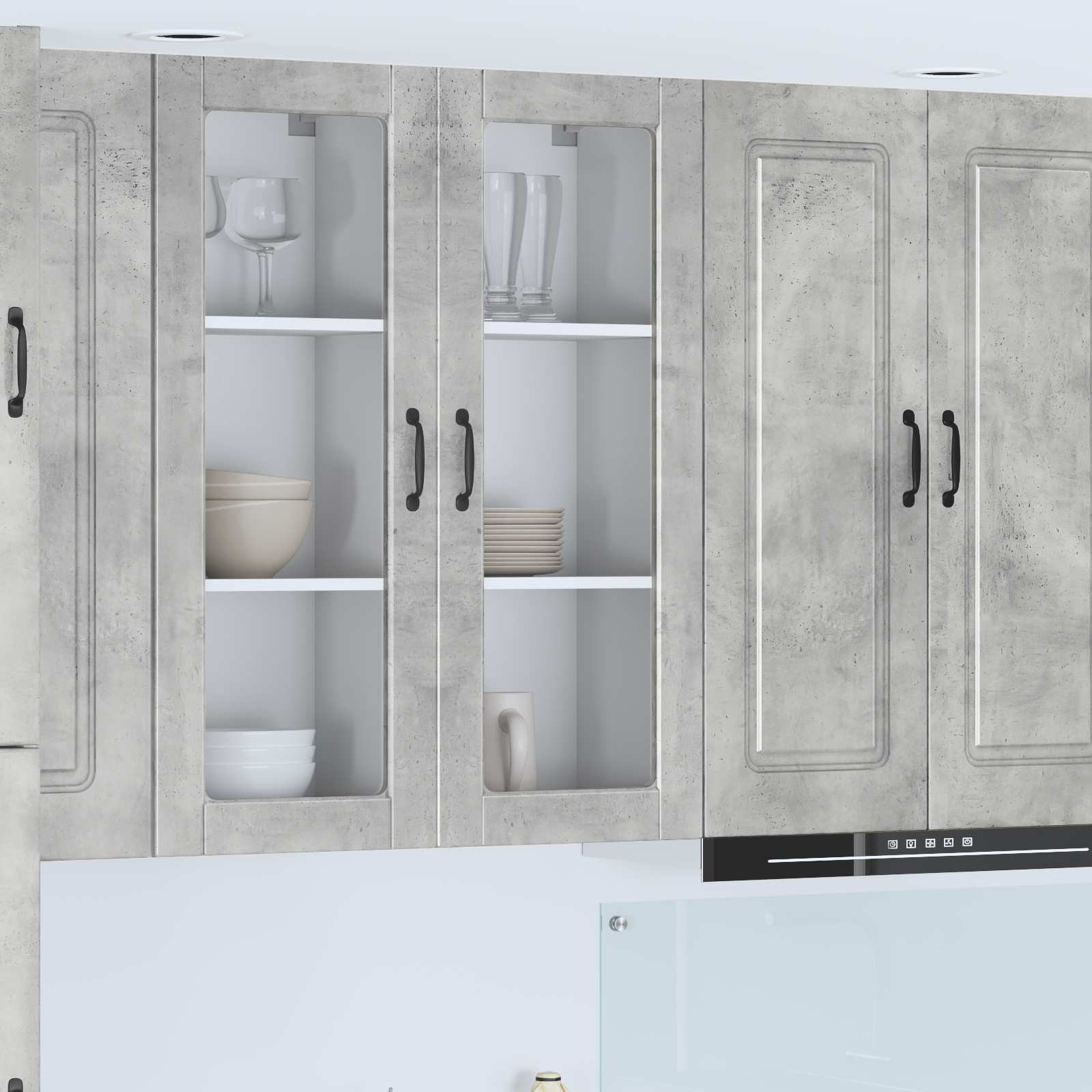 vidaXL Wandglas-Schrank PORTO Beton Grau 40 x 31 x 100 cm