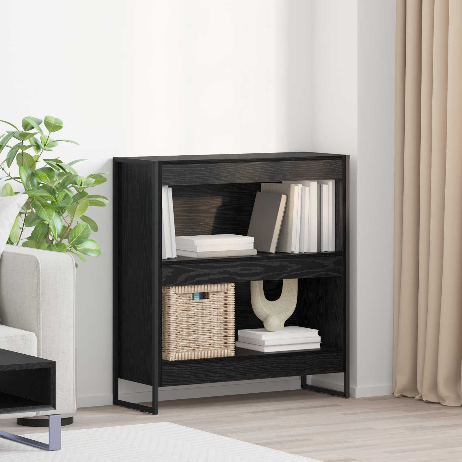 vidaXL Bücherregal Schwarz Eichen-Optik 80 x 30 x 86,5 cm