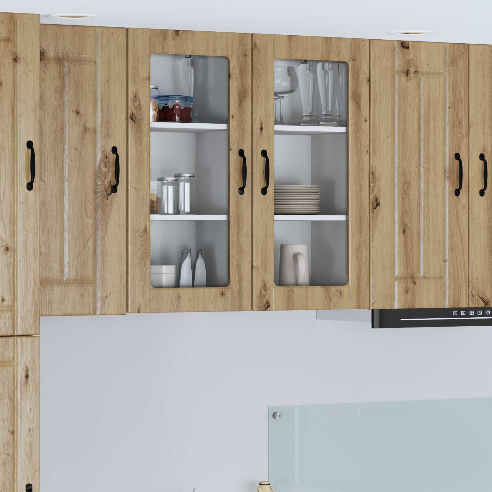vidaXL Wandglas-Schrank LUCCA Artisan-Eiche 40 x 31 x 80 cm