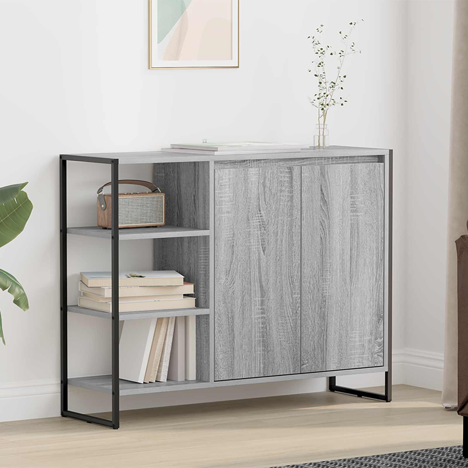 vidaXL Seitenschrank Graues Sonoma 96,5 x 30 x 75 cm Holzwerkstoff