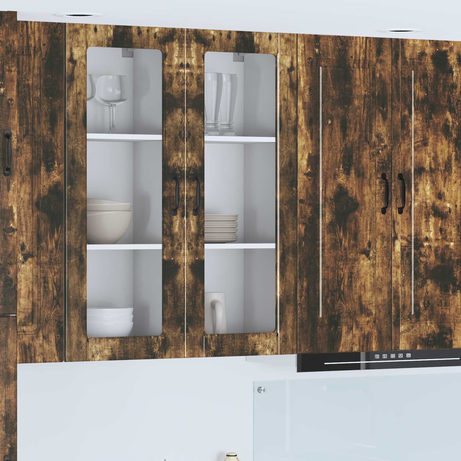 vidaXL Wandglas-Schrank PORTO Geräucherte Eiche 40 x 31 x 100 cm