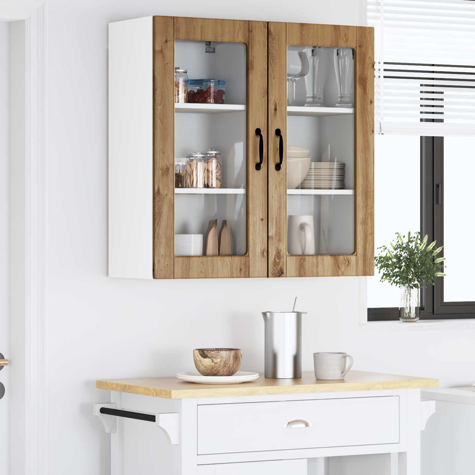 vidaXL Wandglas-Schrank LUCCA 2 pcs Artisan-Eiche Holzwerkstoff