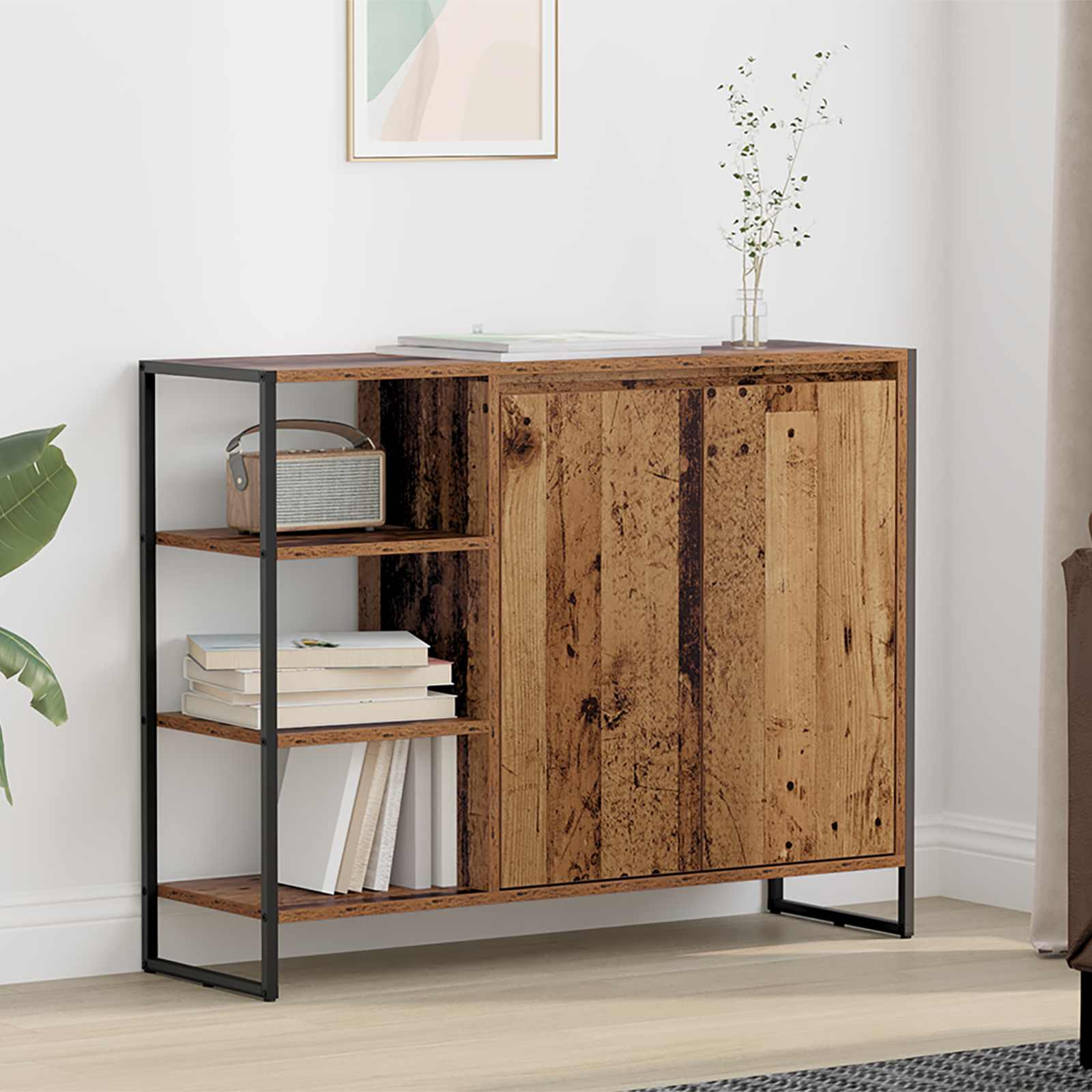 vidaXL Seitenschrank Altholz 96,5 x 30 x 75 cm Holzwerkstoff