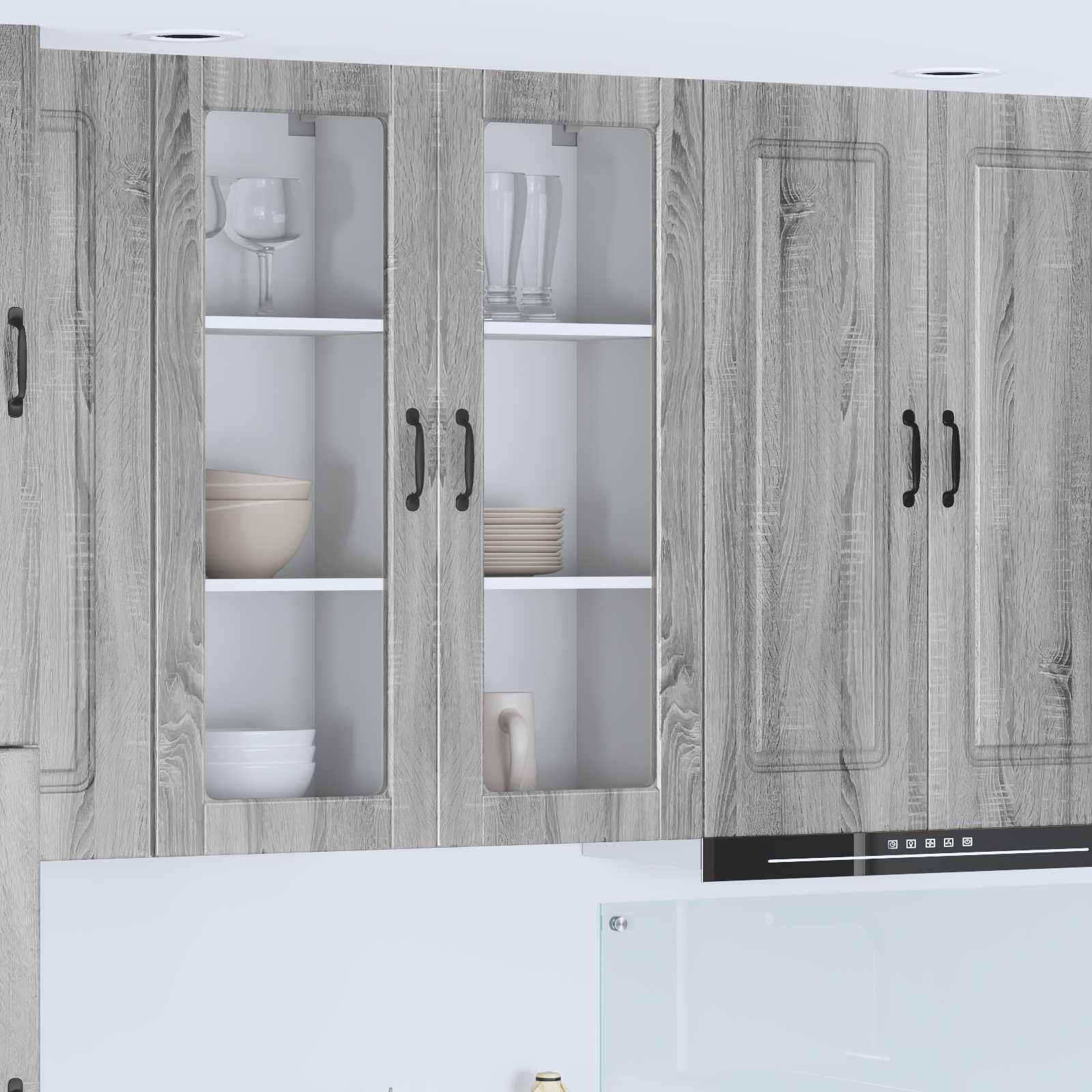 vidaXL Wandglas-Schrank PORTO Graues Sonoma 40 x 31 x 100 cm