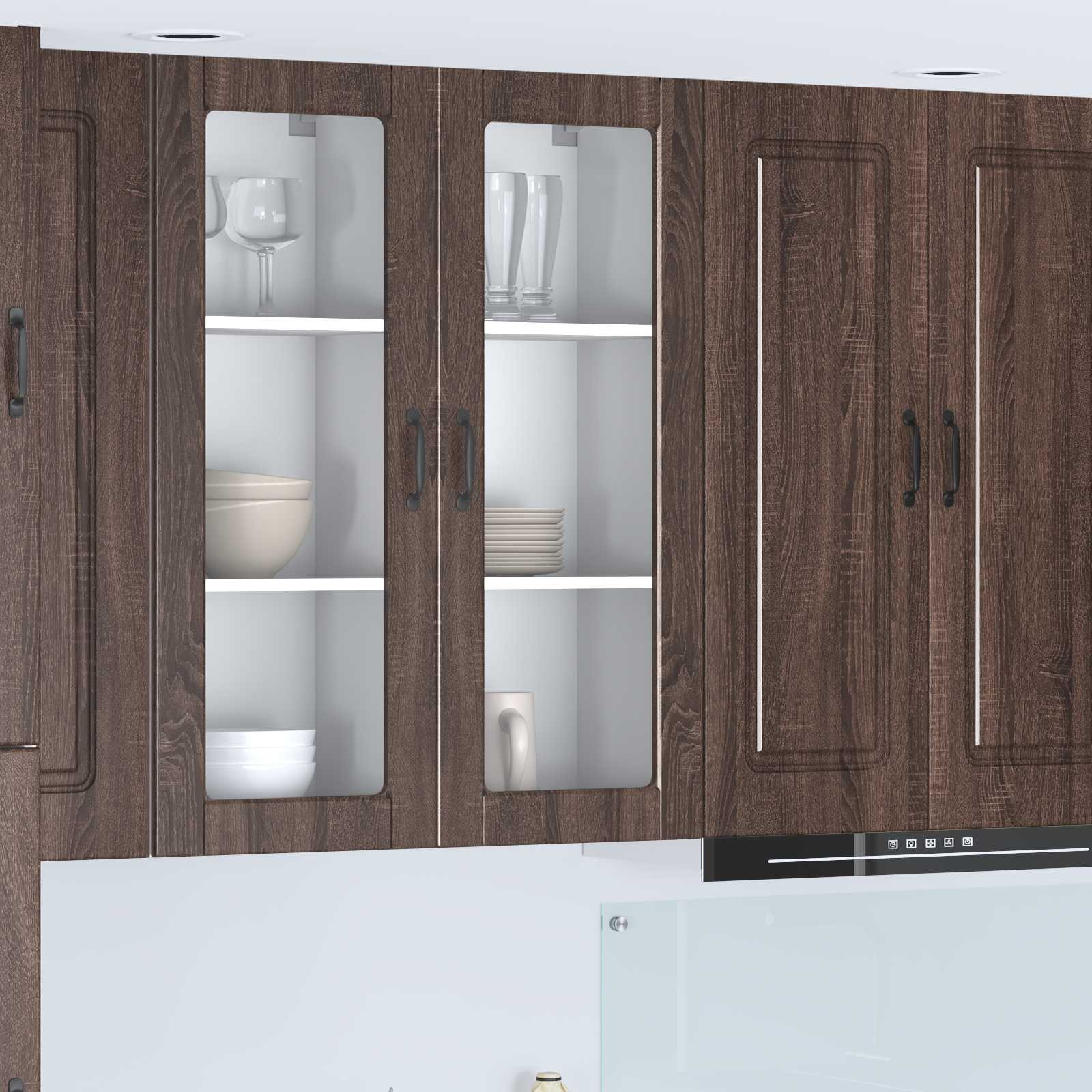 vidaXL Wandglas-Schrank PORTO Braun Eichen-Optik 40 x 31 x 100 cm