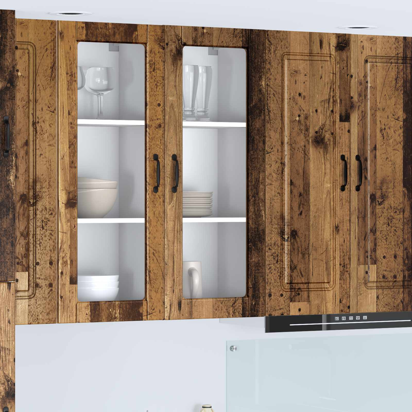vidaXL Wandglas-Schrank PORTO Altholz 40 x 31 x 100 cm Holzwerkstoff