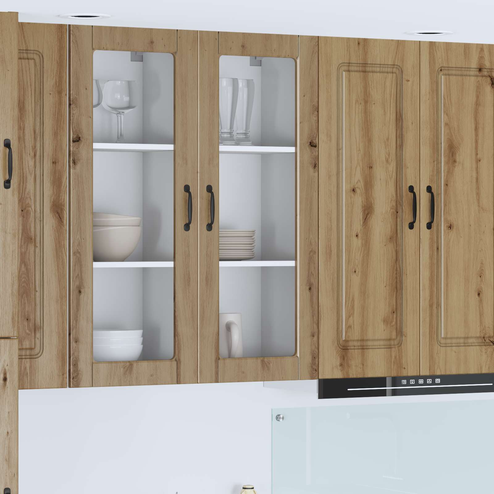 vidaXL Wandglas-Schrank PORTO Artisan-Eiche 40 x 31 x 100 cm