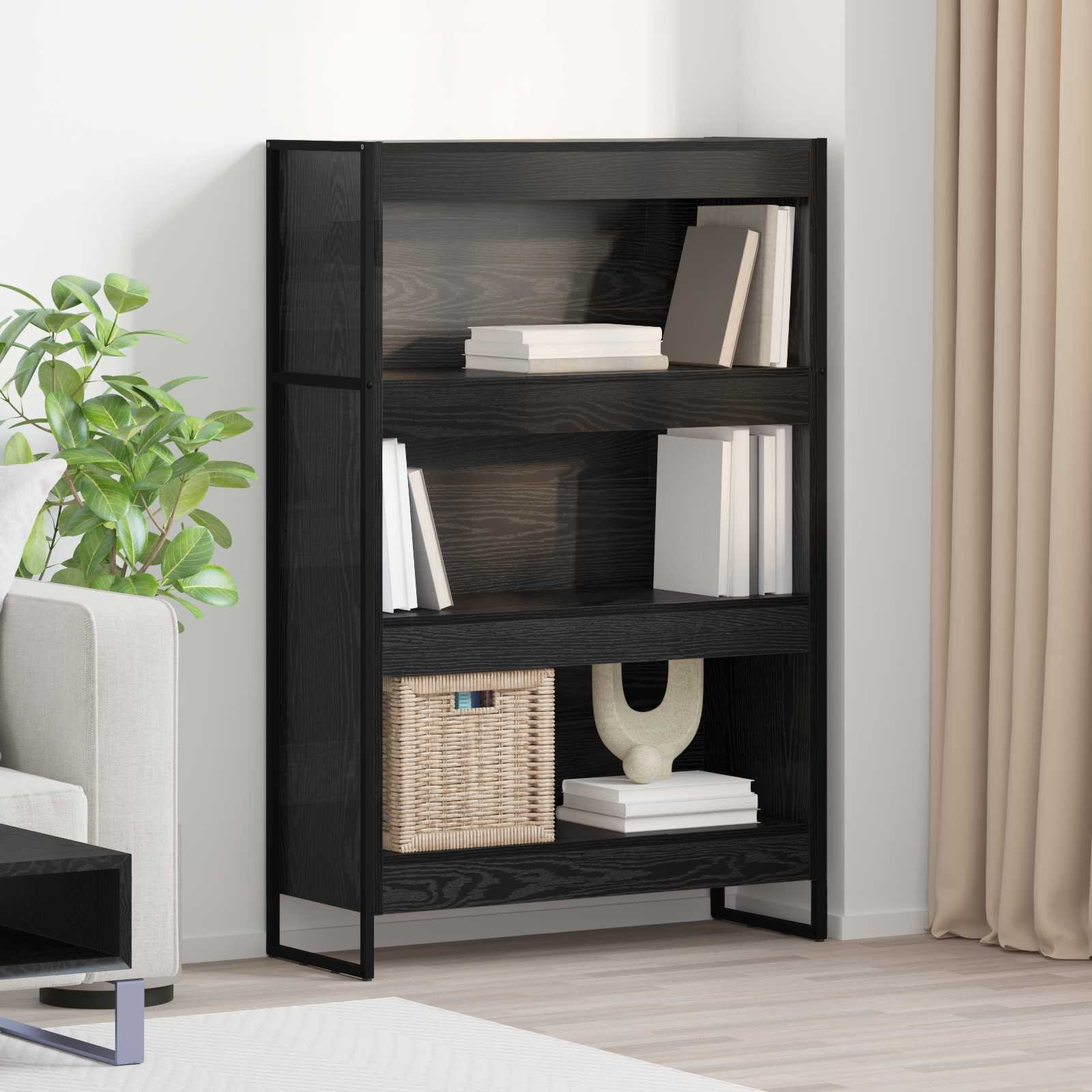 vidaXL Bücherregal Schwarz Eichen-Optik 80 x 30 x 121 cm Holzwerkstoff