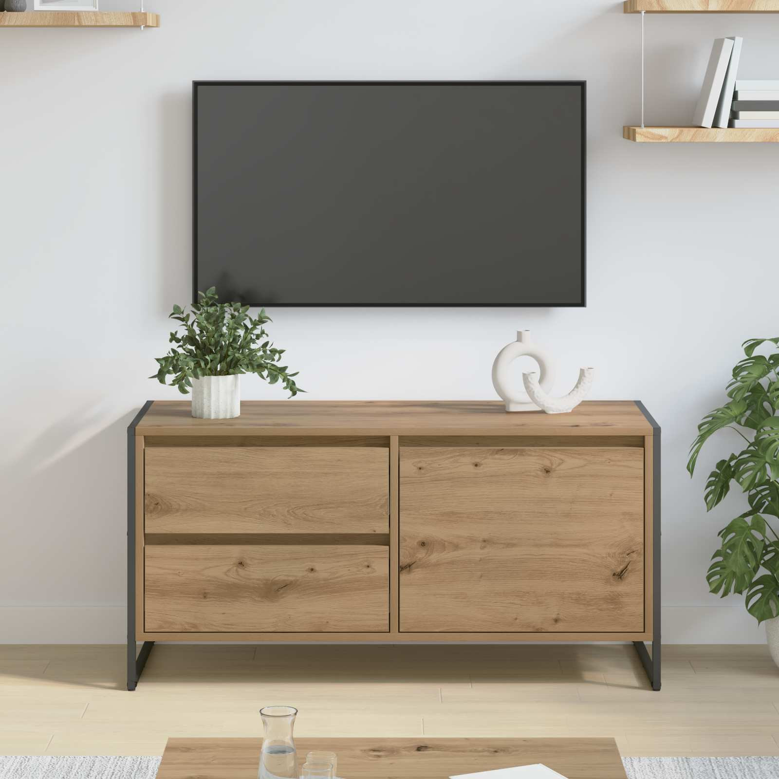 vidaXL TV-Schränk 100 x 36 x 49.5 cm Kunsthandwerk Eiche Holzwerkstoff