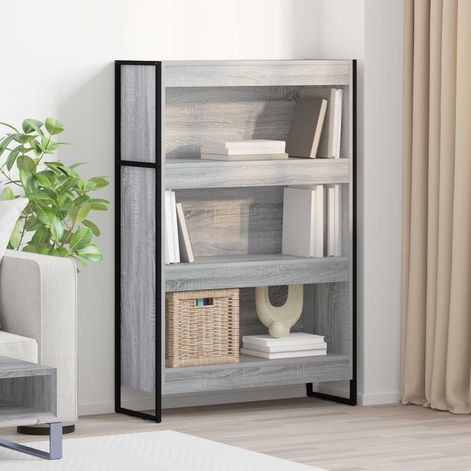 vidaXL Bücherregal Graues Sonoma 80 x 30 x 121 cm Holzwerkstoff