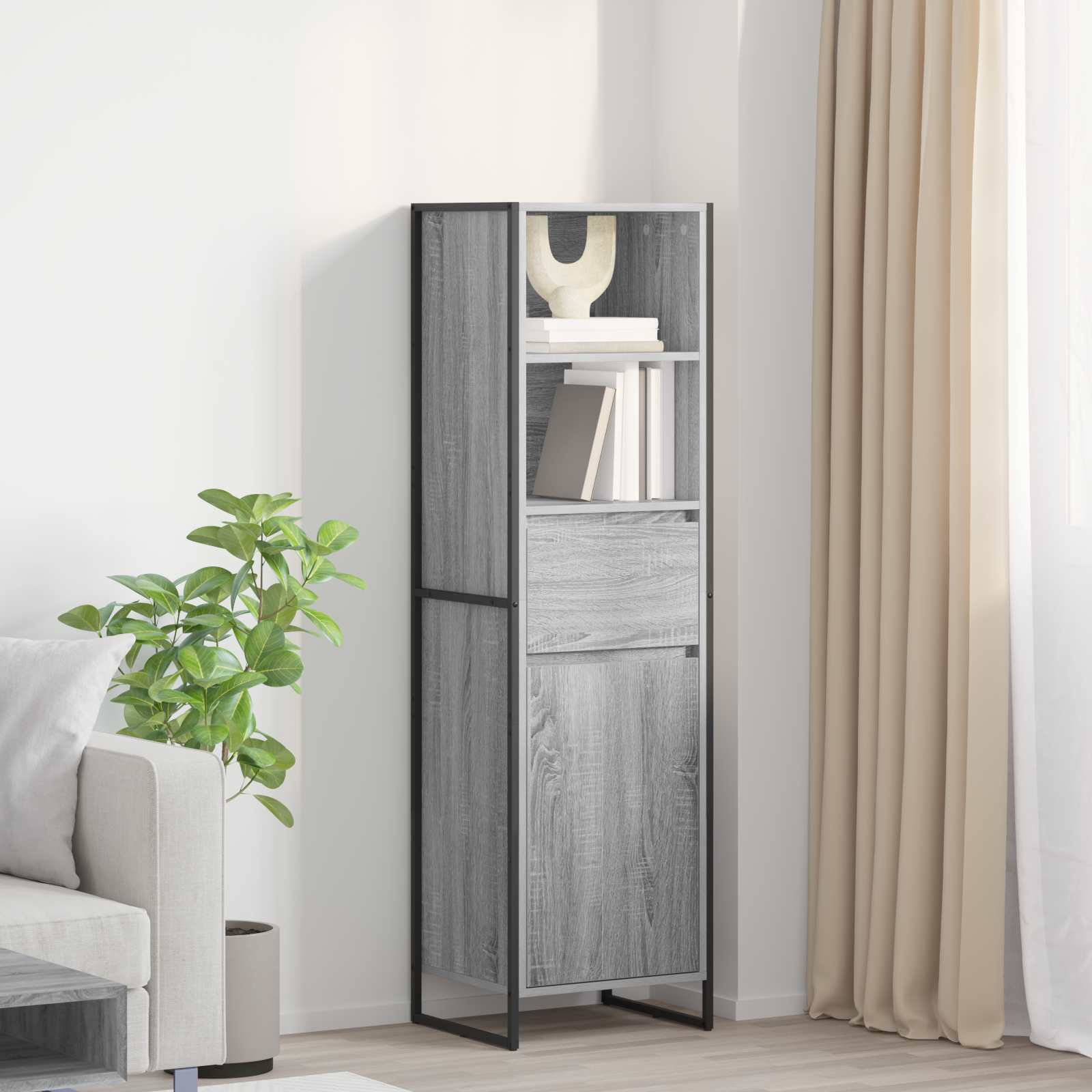 vidaXL Bücherregal Graues Sonoma 43 x 36 x 150,5 cm Holzwerkstoff