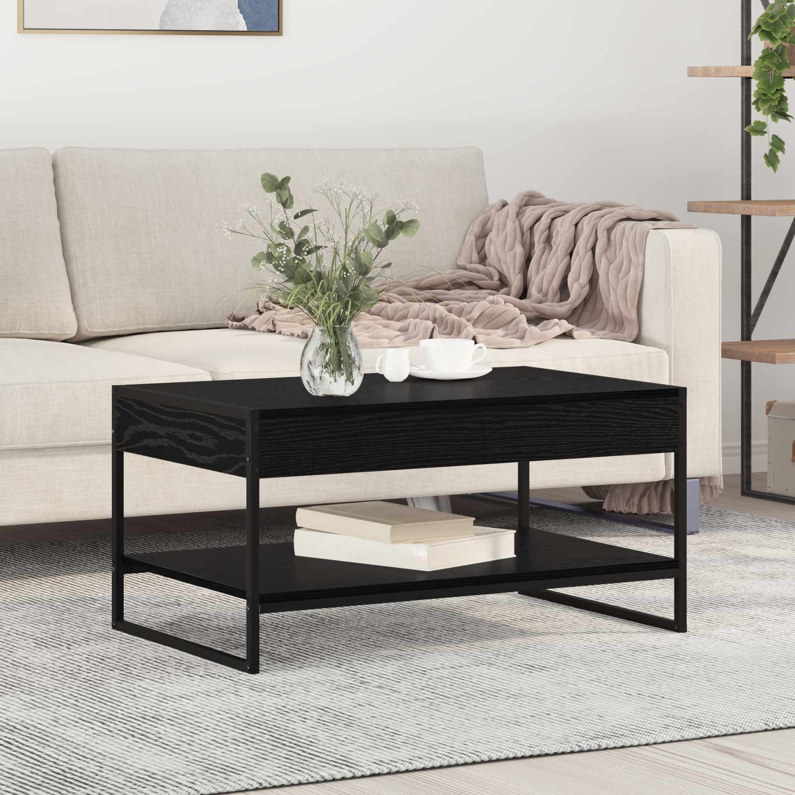 vidaXL Couchtisch Schwarz Eichen-Optik 80 x 50 x 40 cm Holzwerkstoff