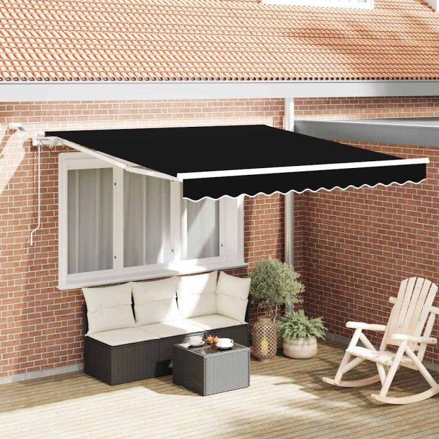 vidaXL Ausziehbare Markise Schwarz 300 x 250 cm Polyester