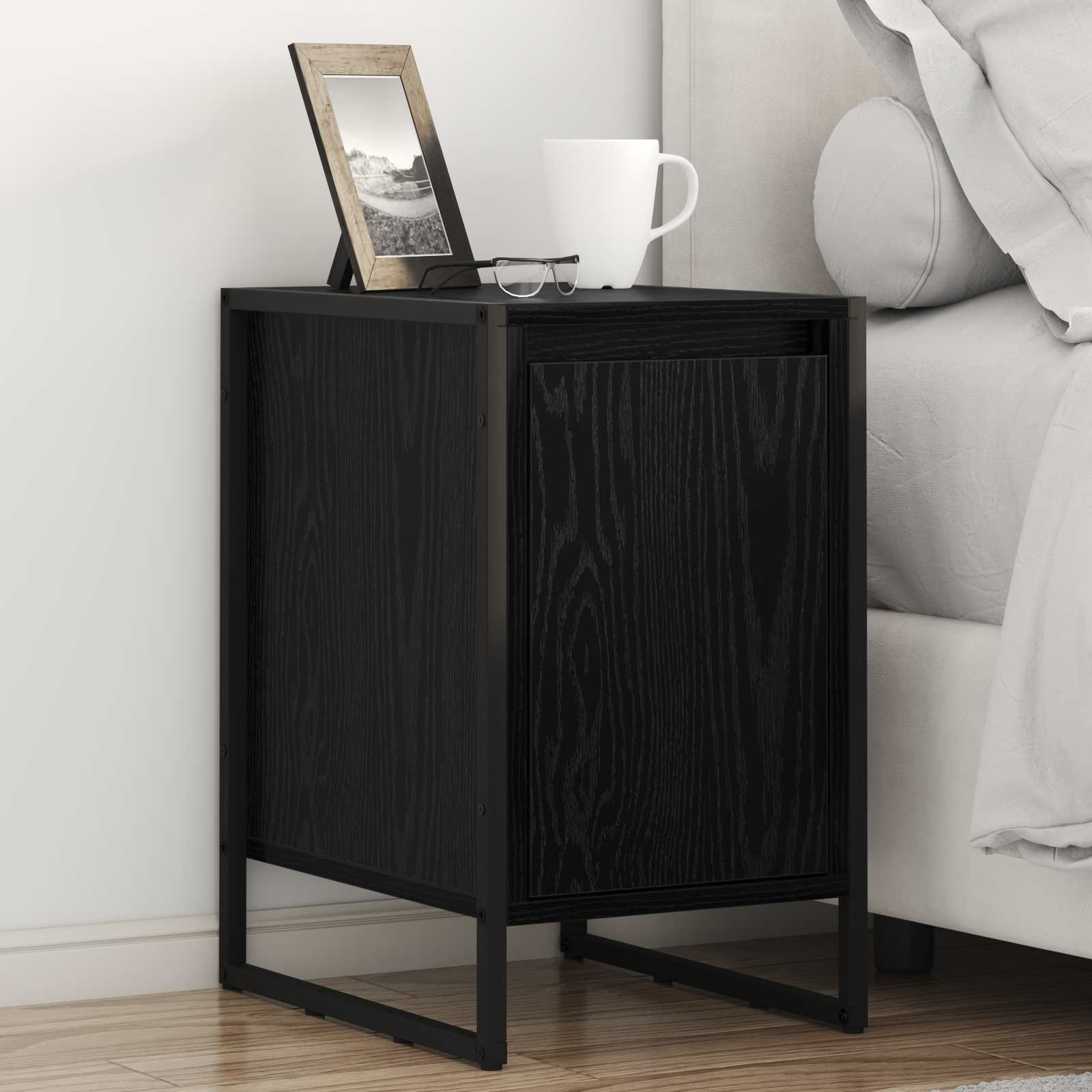 vidaXL Nachttisch Schwarz Eichen-Optik 39,5 x 30 x 50 cm Holzwerkstoff