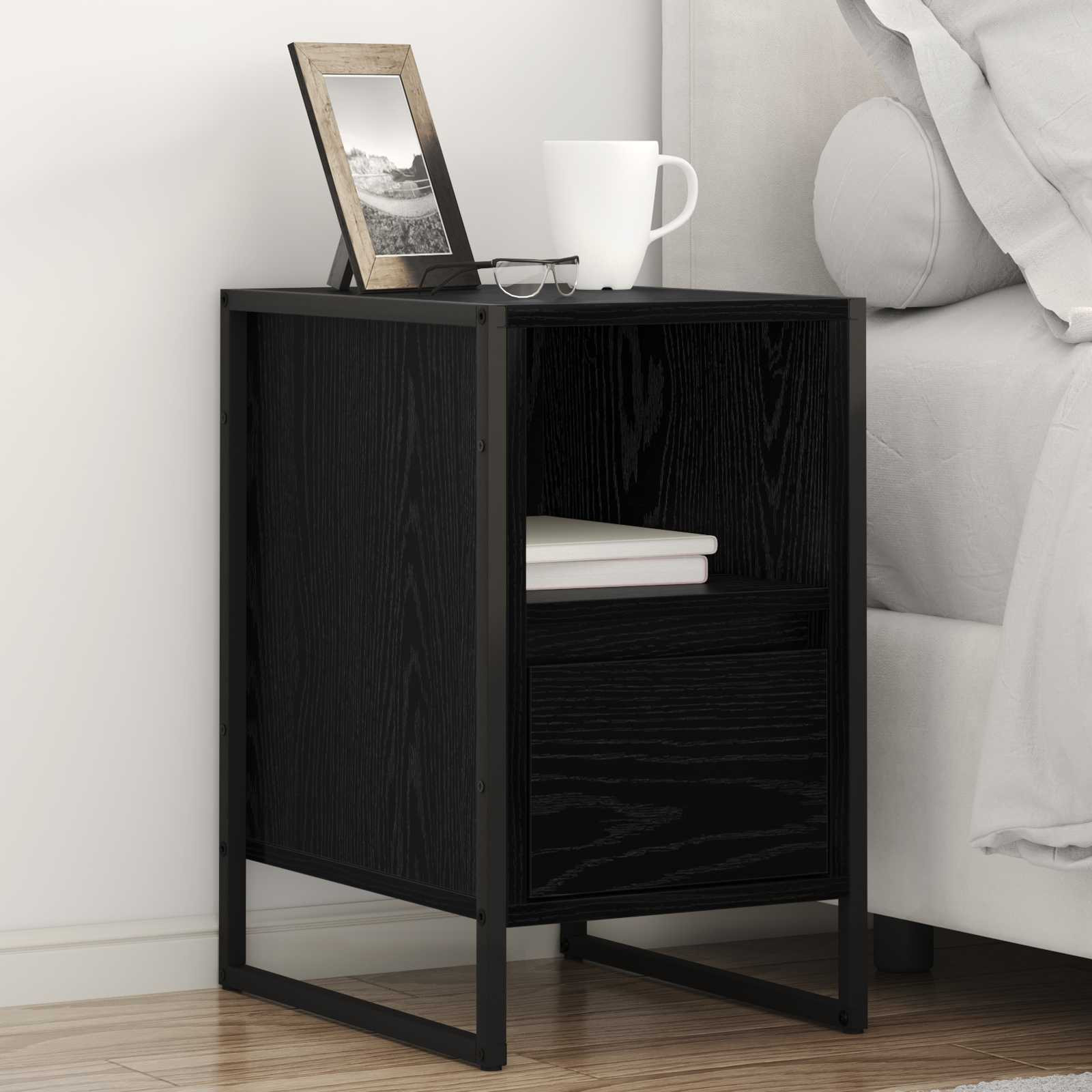 vidaXL Nachttisch Schwarz Eichen-Optik 39,5 x 30 x 50 cm Holzwerkstoff