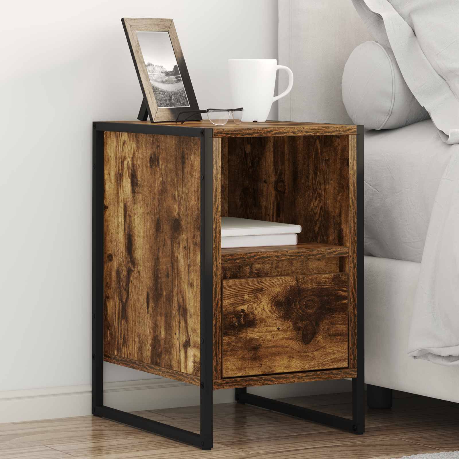 vidaXL Nachttisch 2 pcs Raucharbe 39,5 x 30 x 50 cm Holzwerkstoff
