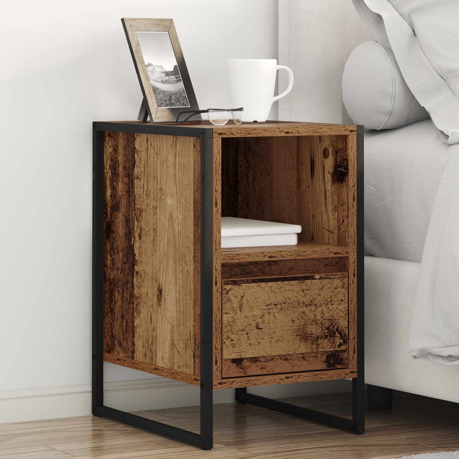 vidaXL Nachttisch Altholz 39,5 x 30 x 50 cm Holzwerkstoff