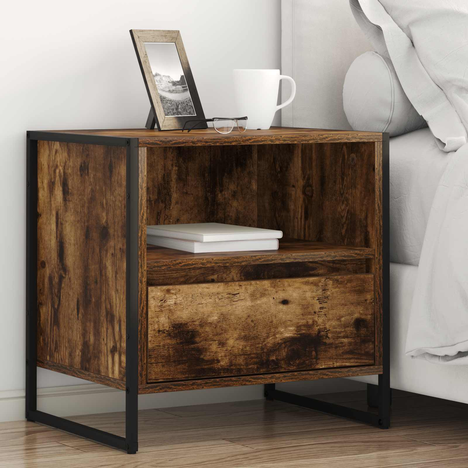 vidaXL Nachttisch Raucharbe 50 x 39,5 x 50 cm Holzwerkstoff