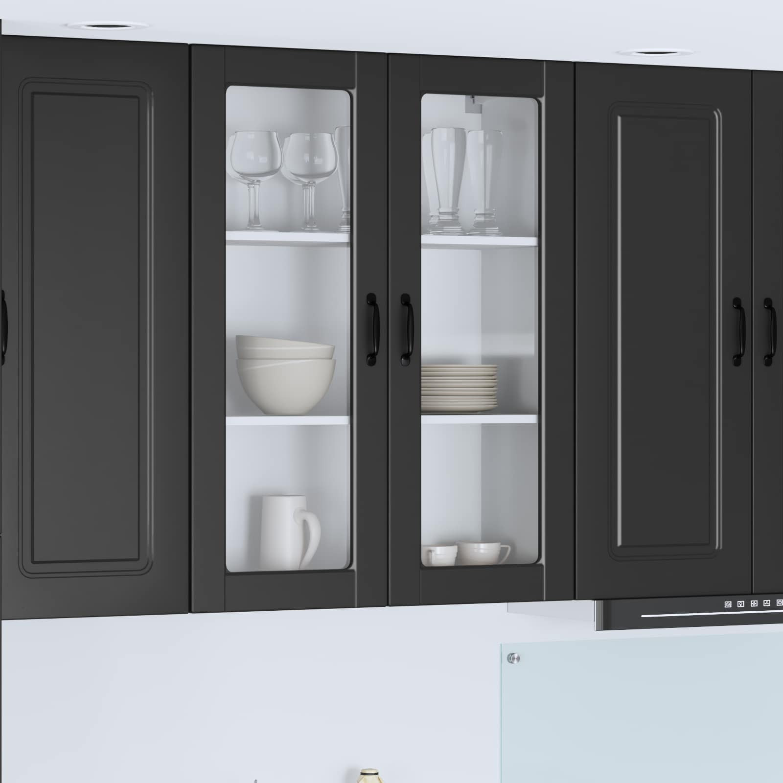 vidaXL Wandglas-Schrank PORTO Schwarz 80 x 31 x 100 cm Holzwerkstoff