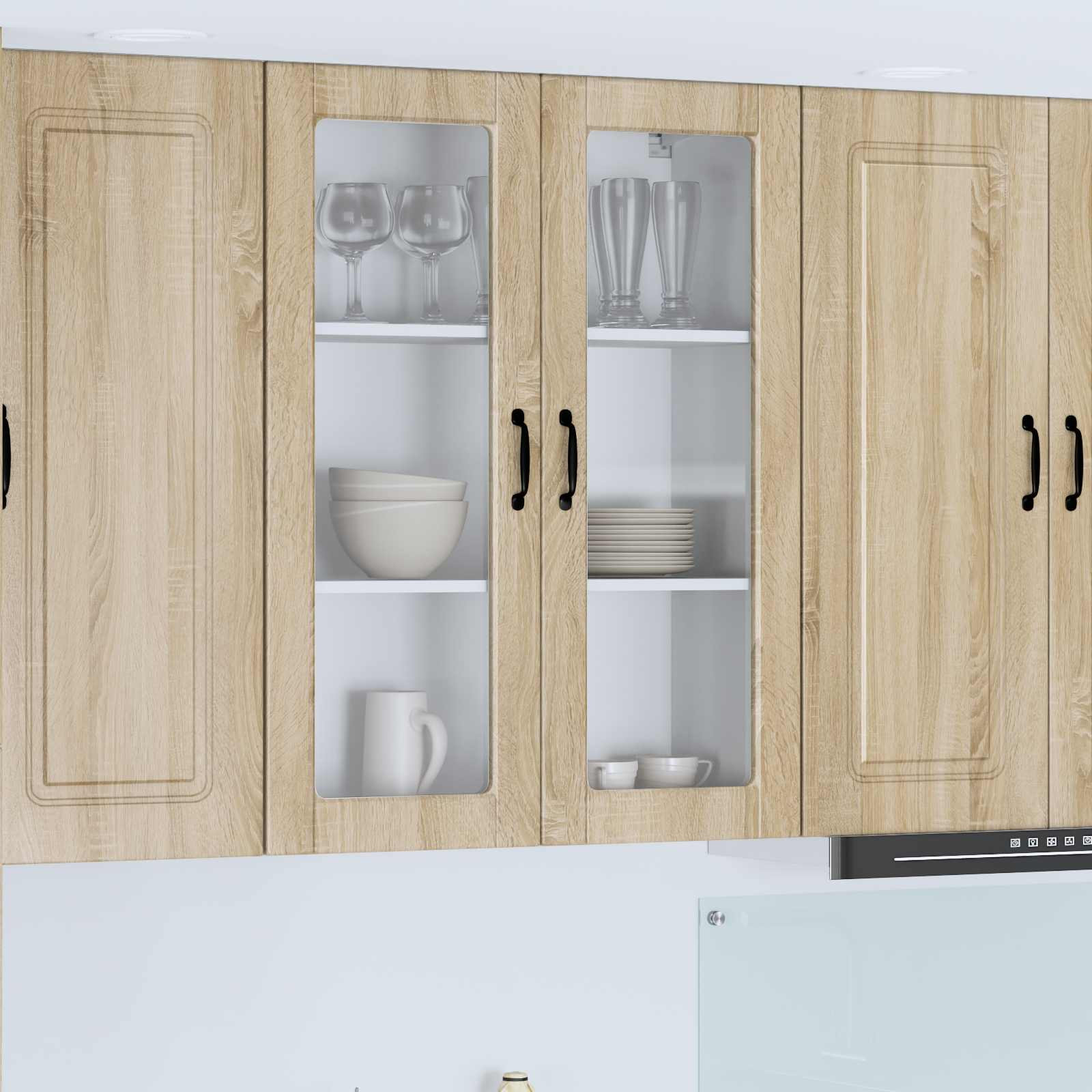 vidaXL Wandglas-Schrank PORTO Sonoma-Eiche 80 x 31 x 100 cm