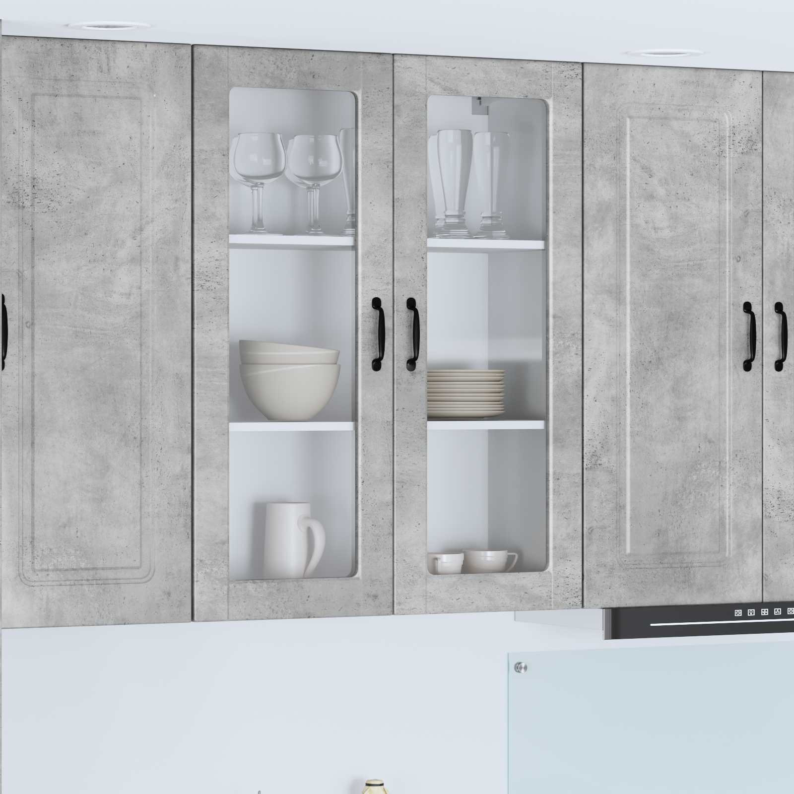 vidaXL Wandglas-Schrank PORTO Beton Grau 80 x 31 x 100 cm
