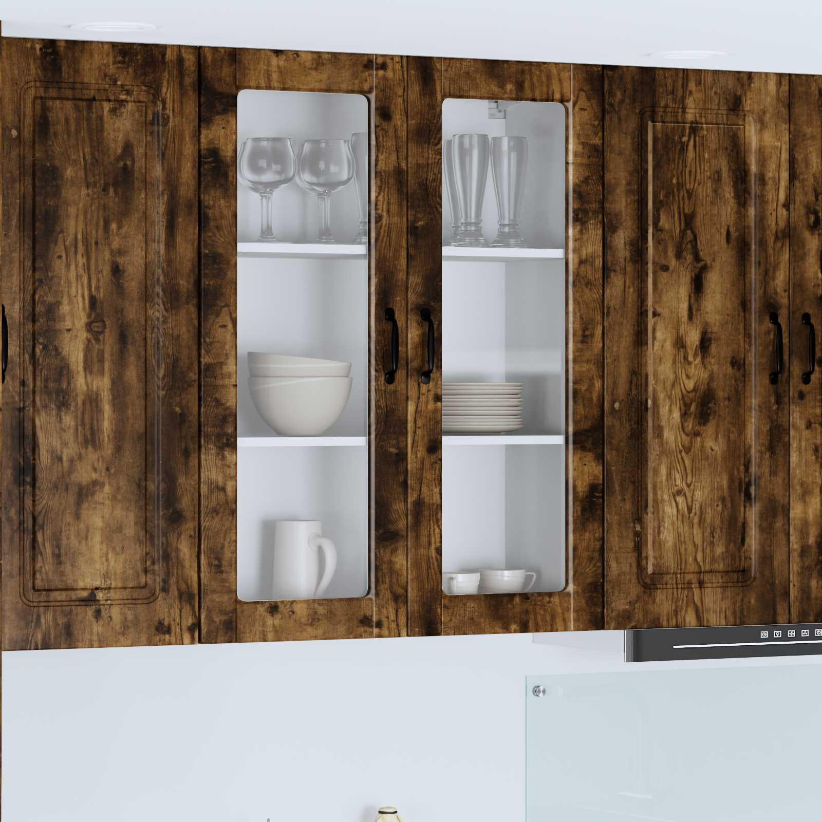 vidaXL Wandglas-Schrank PORTO Geräucherte Eiche 80 x 31 x 100 cm