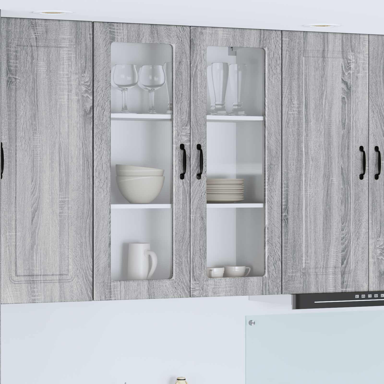 vidaXL Wandglas-Schrank PORTO Graues Sonoma 80 x 31 x 100 cm